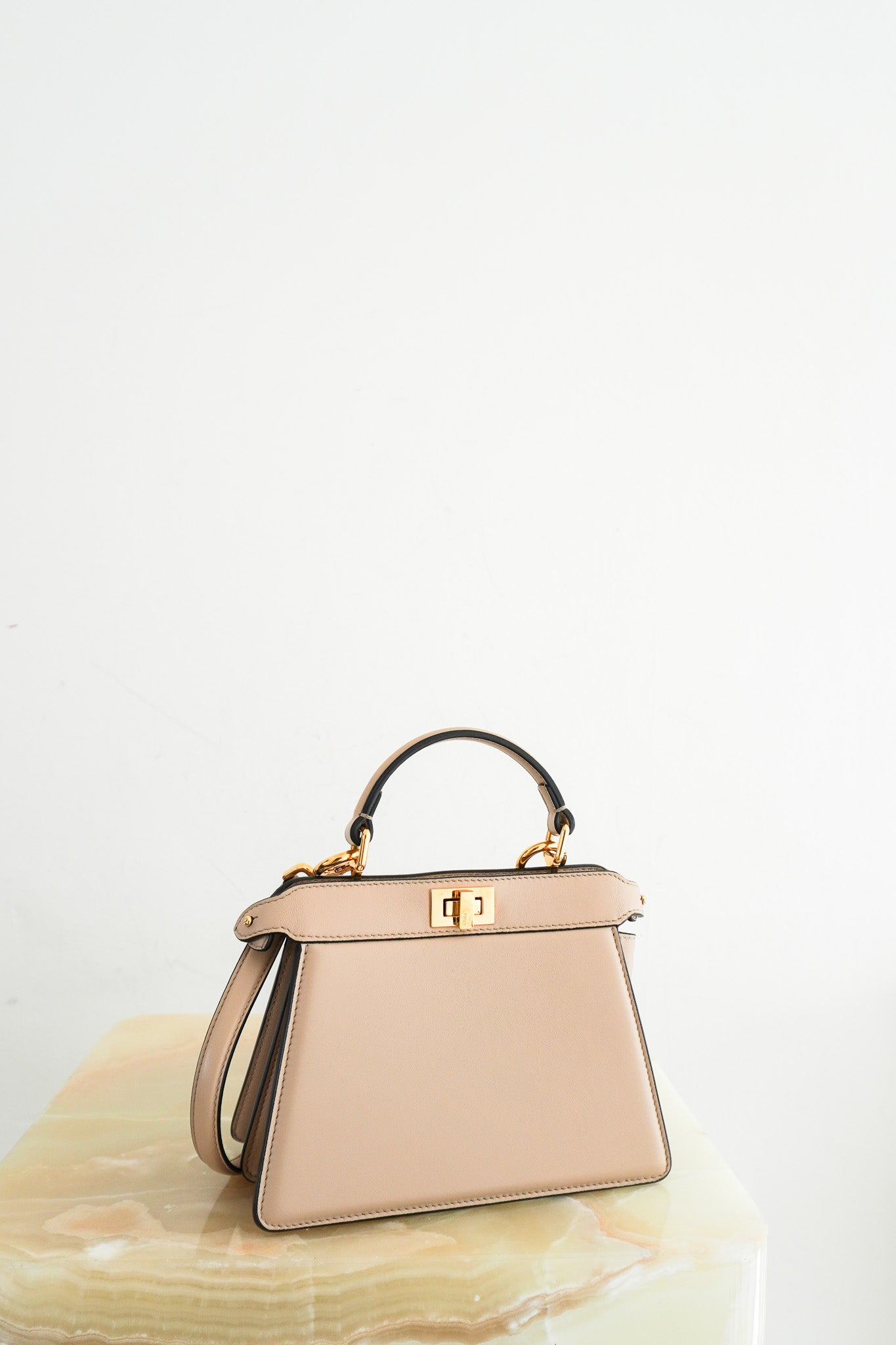 Fendi-Peekaboo-Mini-Tote-in-Beige-front-picture-chelsea-london