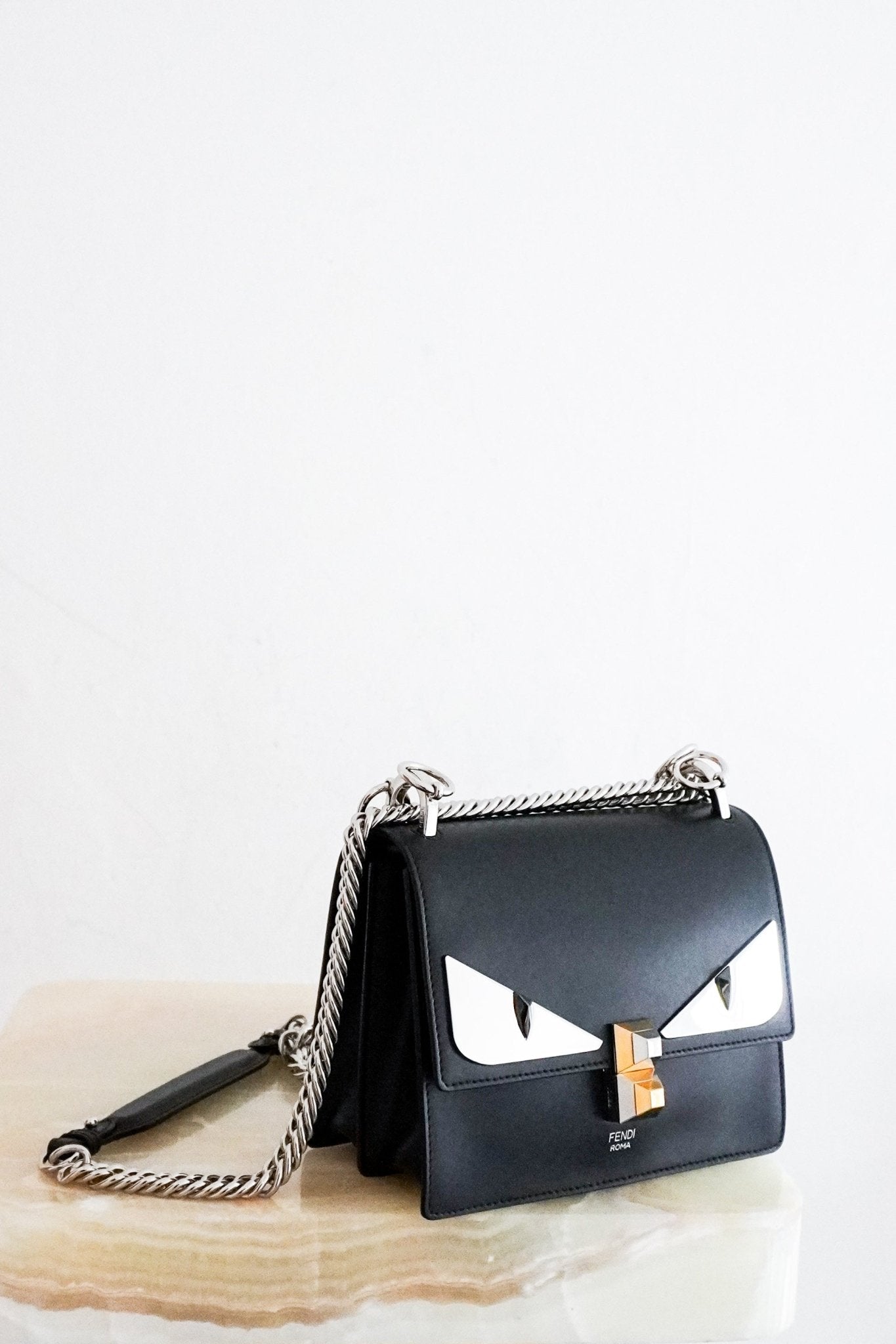 Fendi Small Kan I Monster Eyes Crossbody Bag in Black RRP £1890 | Authentic Preloved - Reloved Again