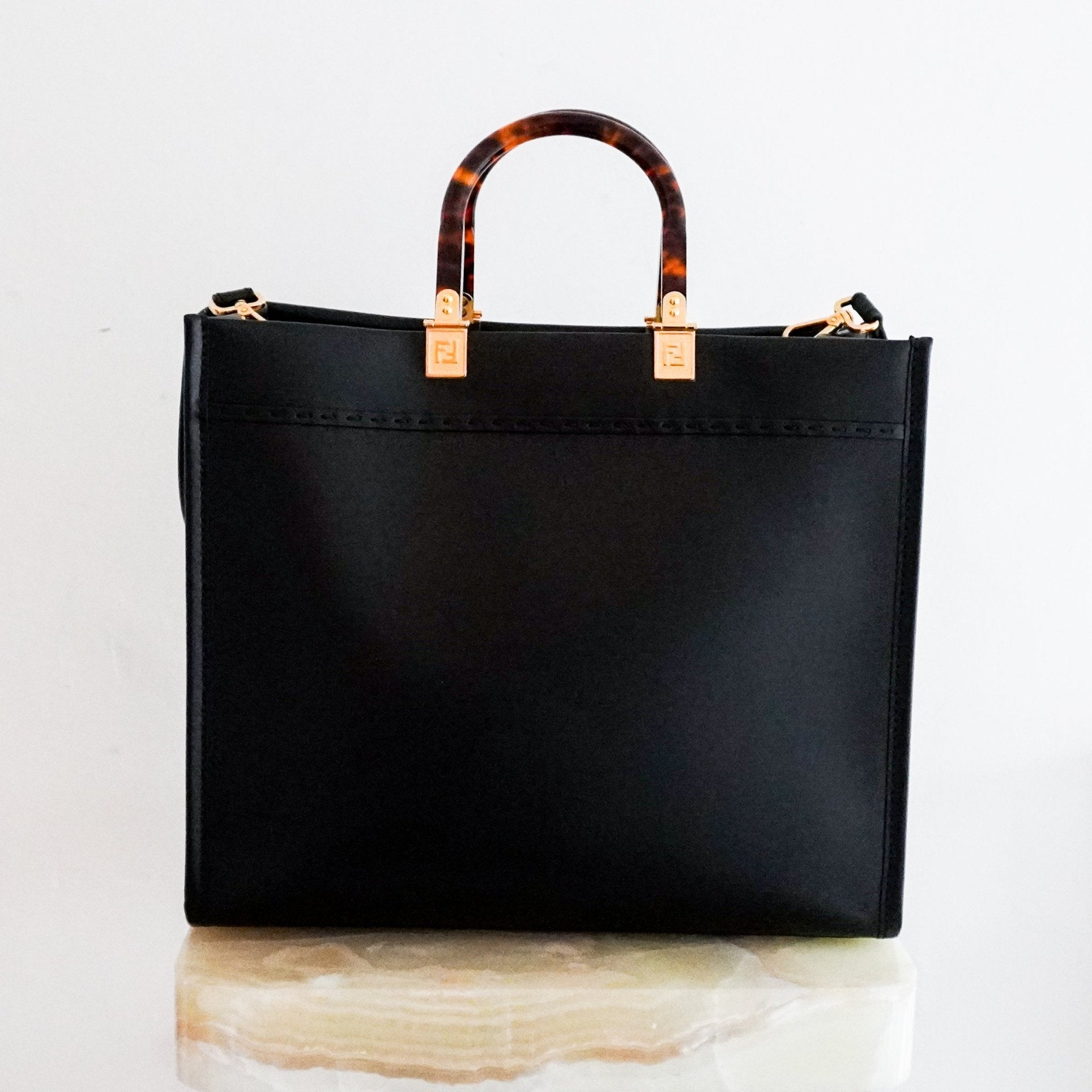 Fendi Sunshine Medium Black Leather Tote Bag RRP £2250 | Authentic Preloved - Reloved Again