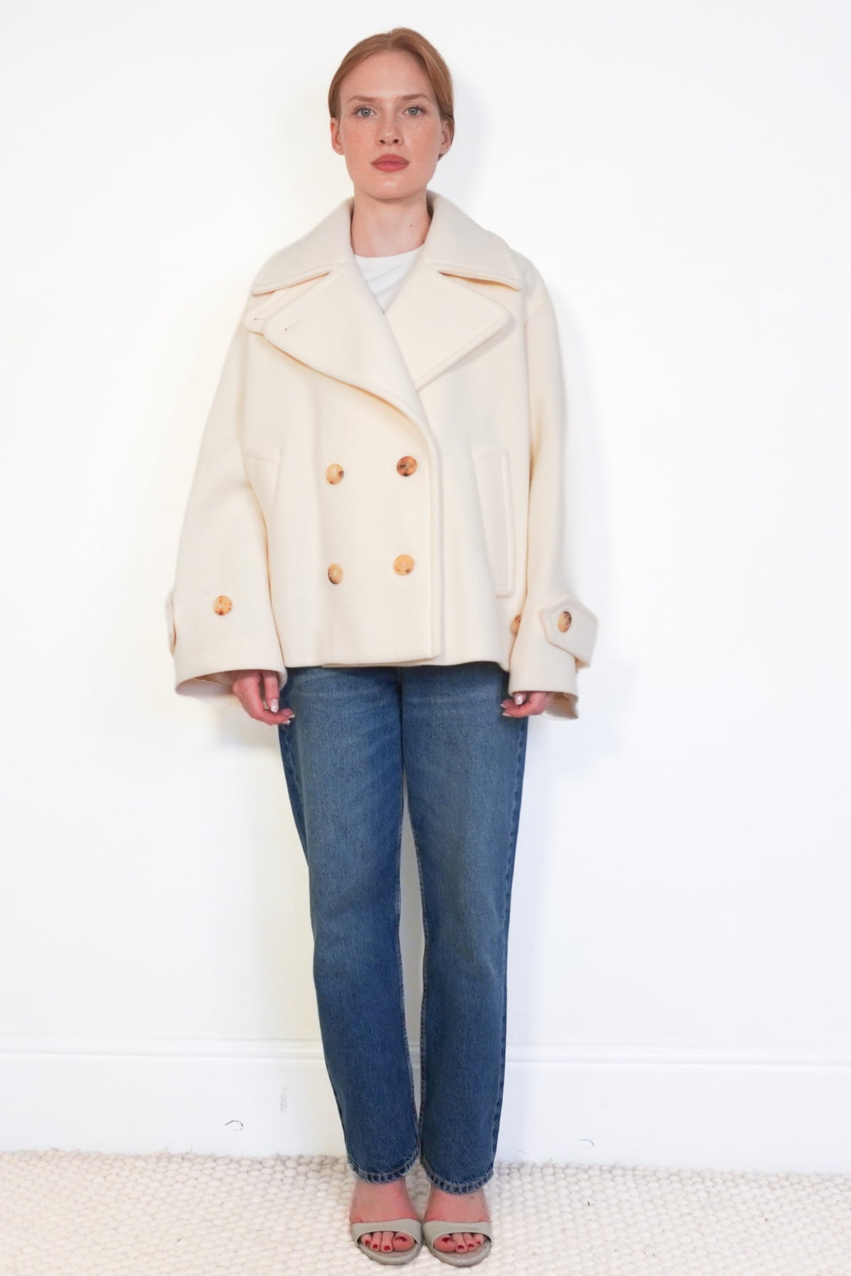 Front: CHLOÉ Wool-Blend Double-Breasted Pea Coat
