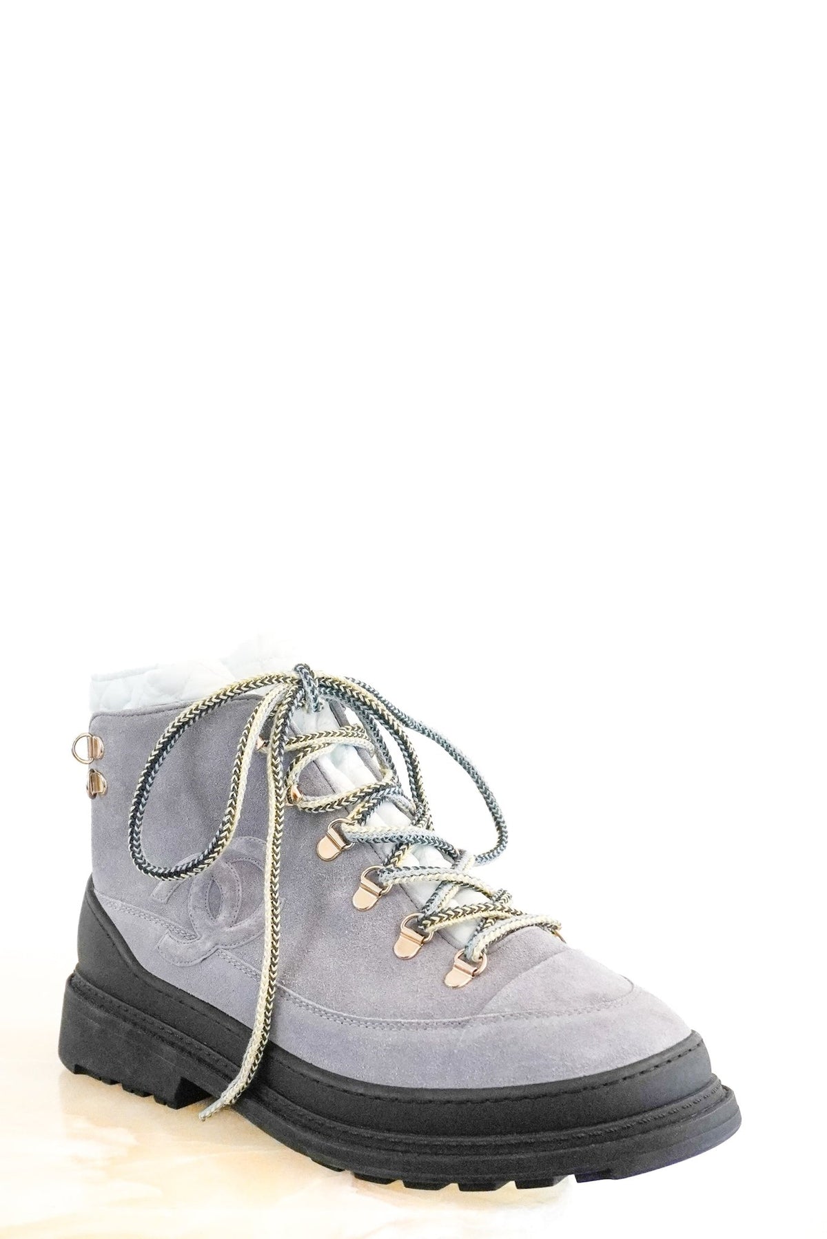 Chanel Grey Suede Lace-up Snow Boots (RRP £1200) | Authentic Preloved - Reloved Again