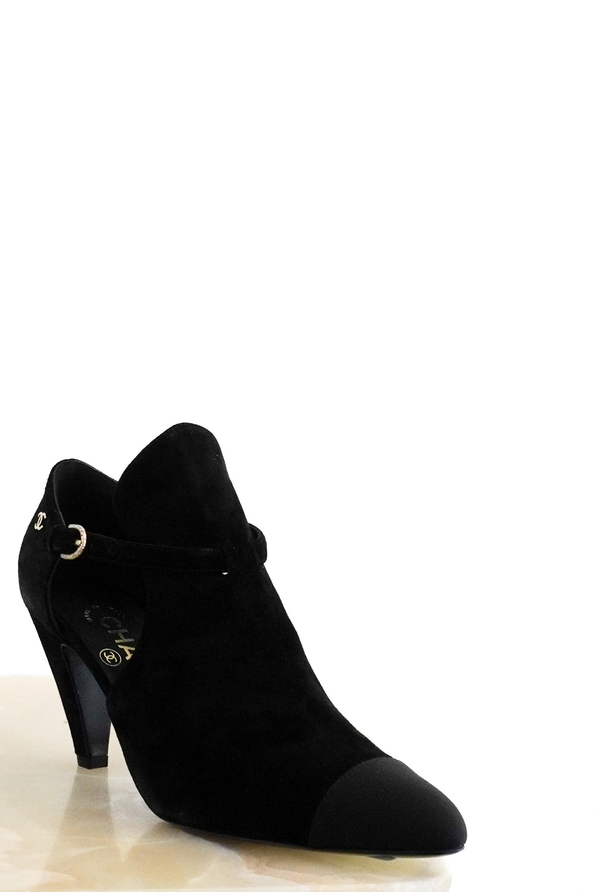 Front: Chanel Suede Boot Heels