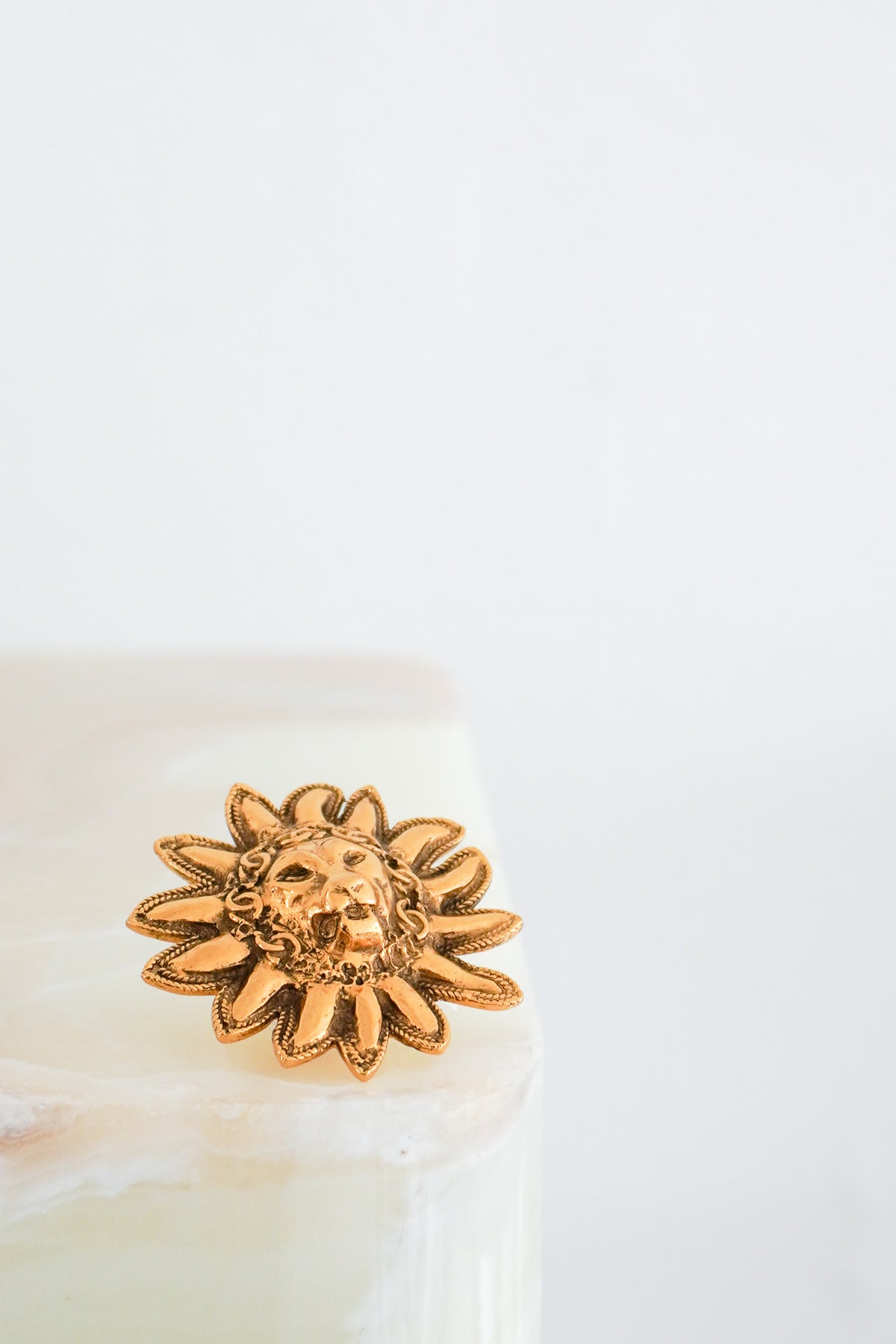 Front Chanel Vintage Lion and Sun Shaped Brooch