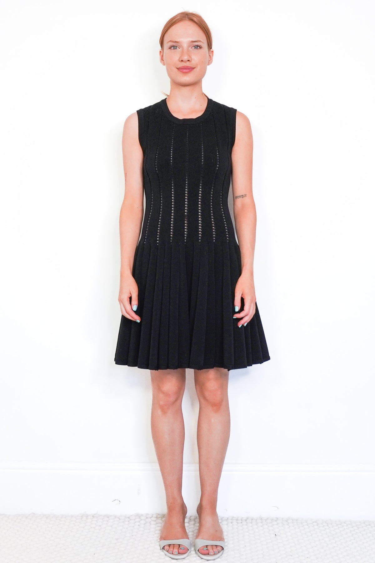 Front Image: Alaia Black Knit Skater Dress Chelsea London