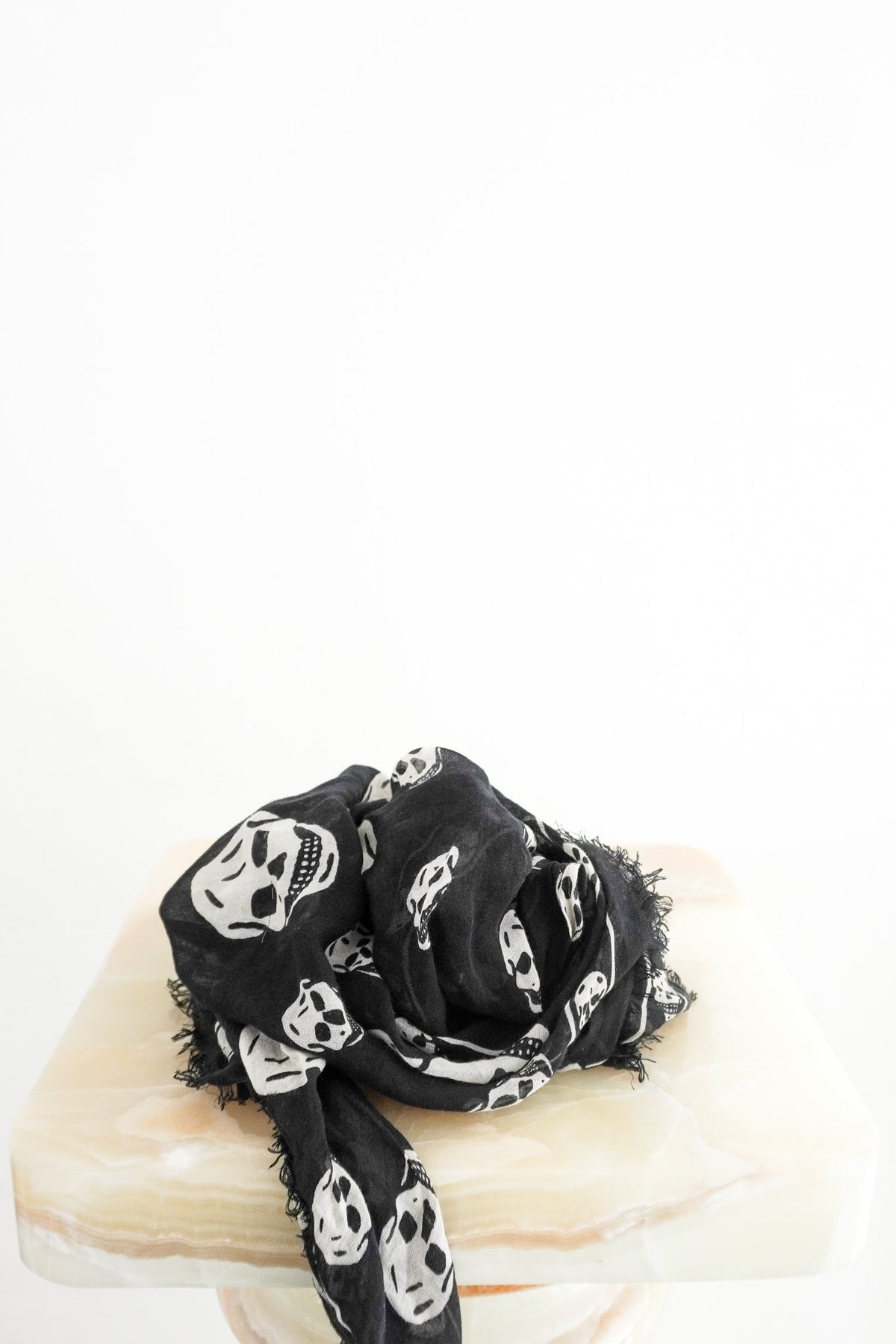 Front Image: Alexander McQueen Black Skull Scarf Chelsea London