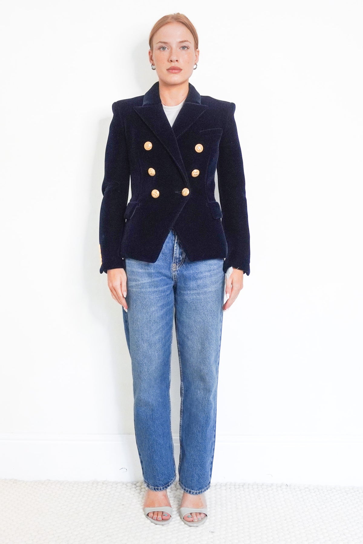 Front Image: Balmain Velvet Jacket Size 36 Chelsea London