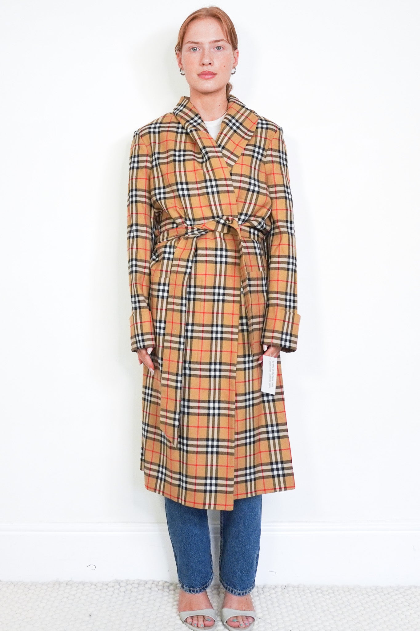 Front Image: Burberry Check Wool Plaid Check Coat Chelsea London