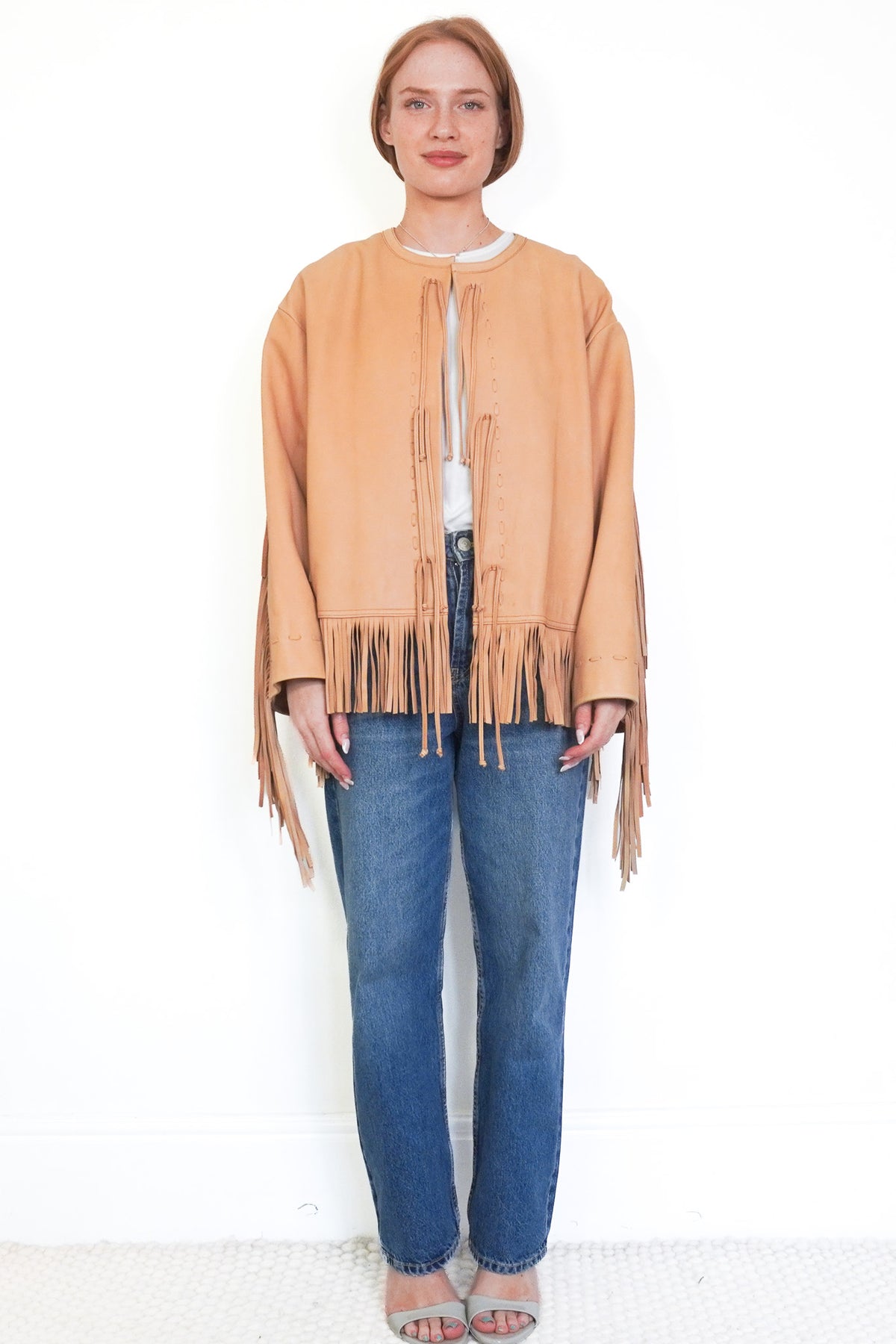 By Malene Birger Leather Fringe Cropped Jacket (RRP £696) | Authentic Preloved - Reloved Again