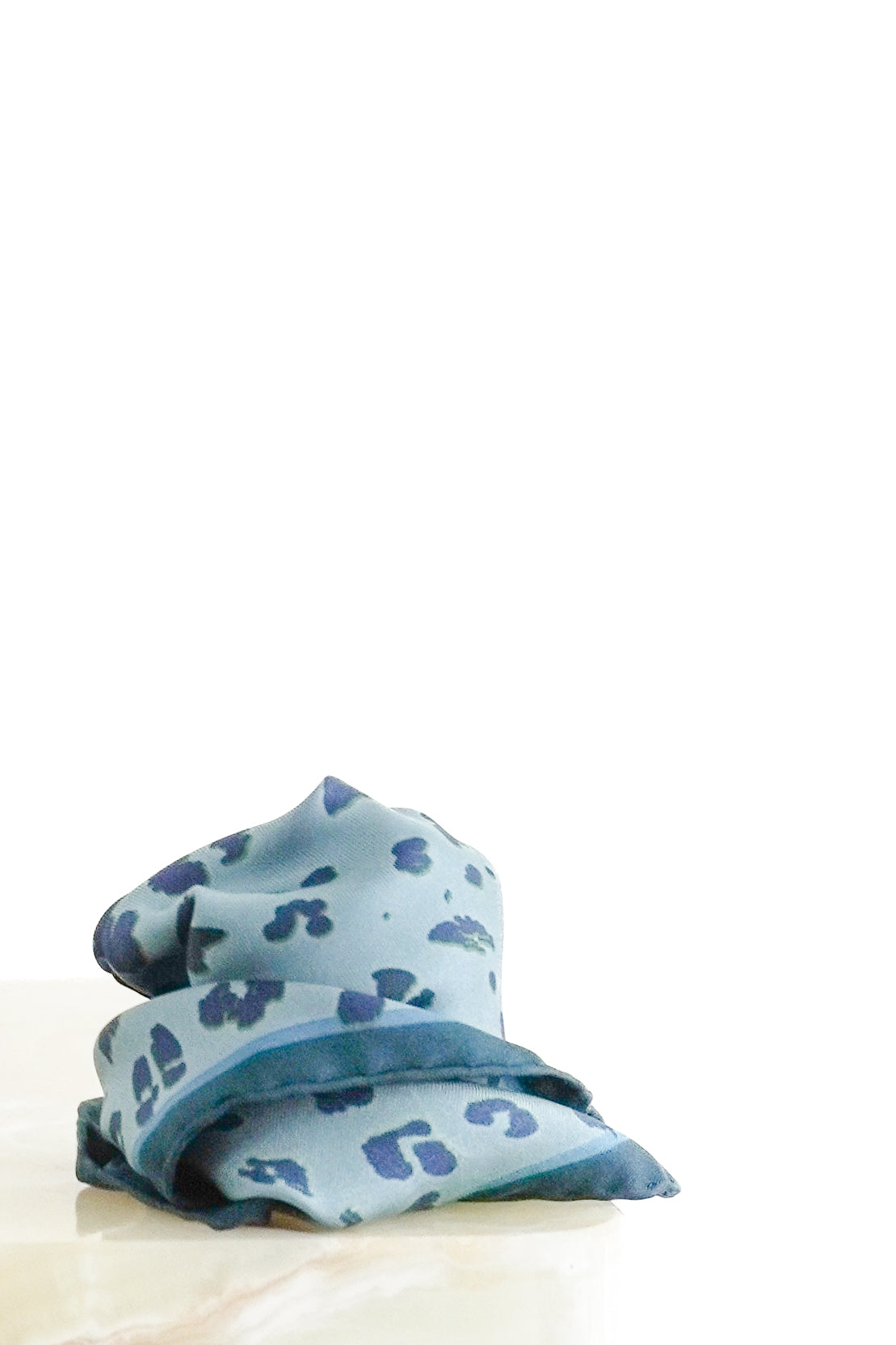 Front Image: Cartier Blue Leopard Print Silk Square Scarf