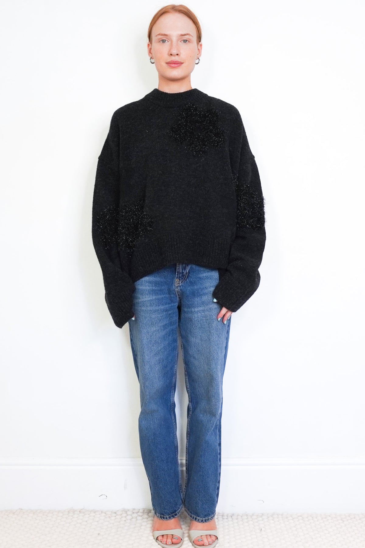 Cecilie Bahlsen Flower Tinsel Applique Black Jumper (RRP £750) | FINAL SALE Authentic Preloved - Reloved Again