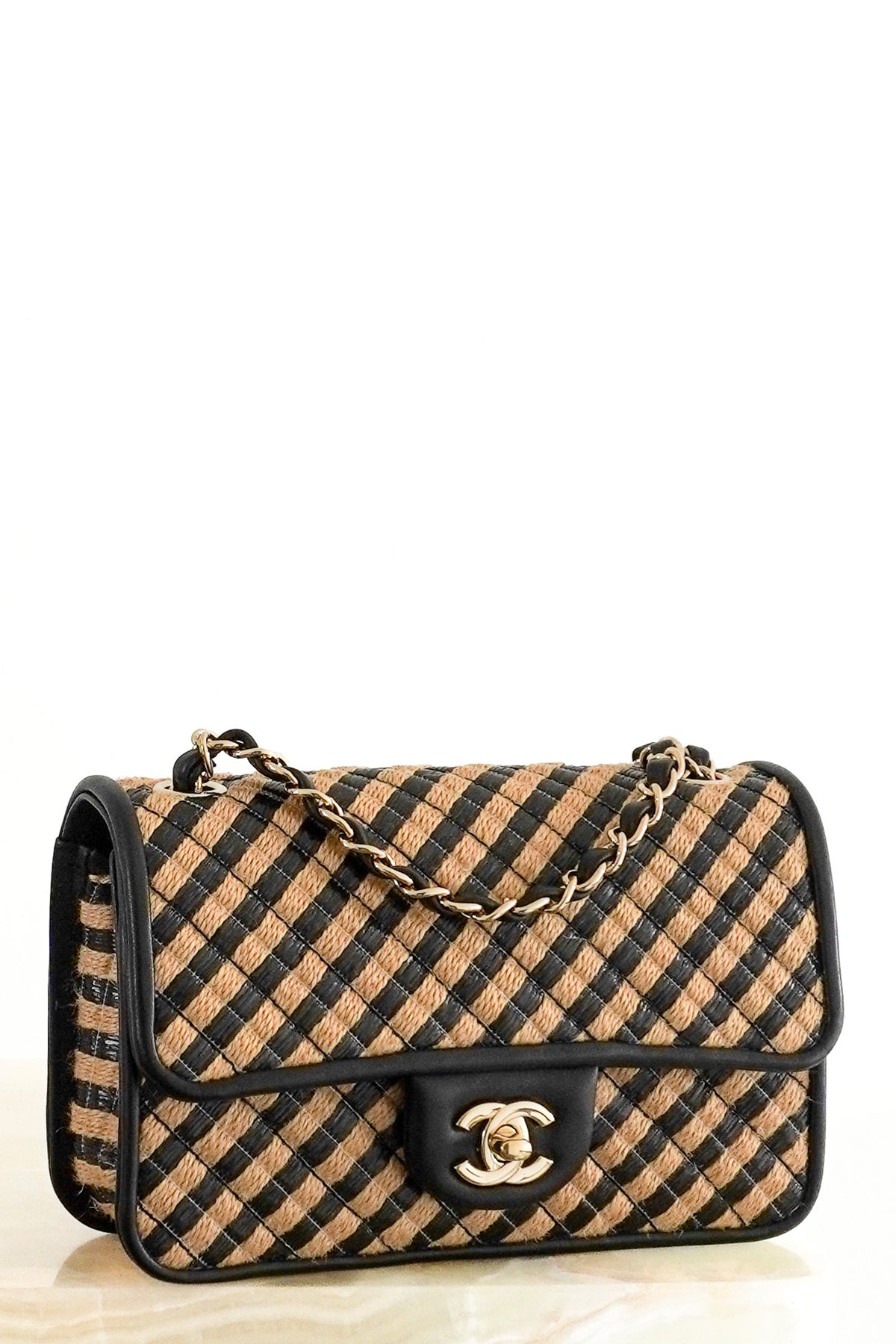 Front Image: Chanel Raffia Classic Flap Bag Chelsea London