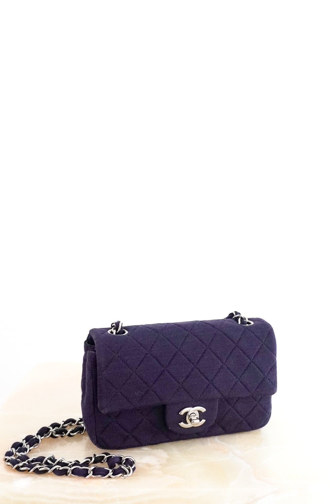 Front Image: Chanel Small Classic Flapbag Deep Navy Chelsea London
