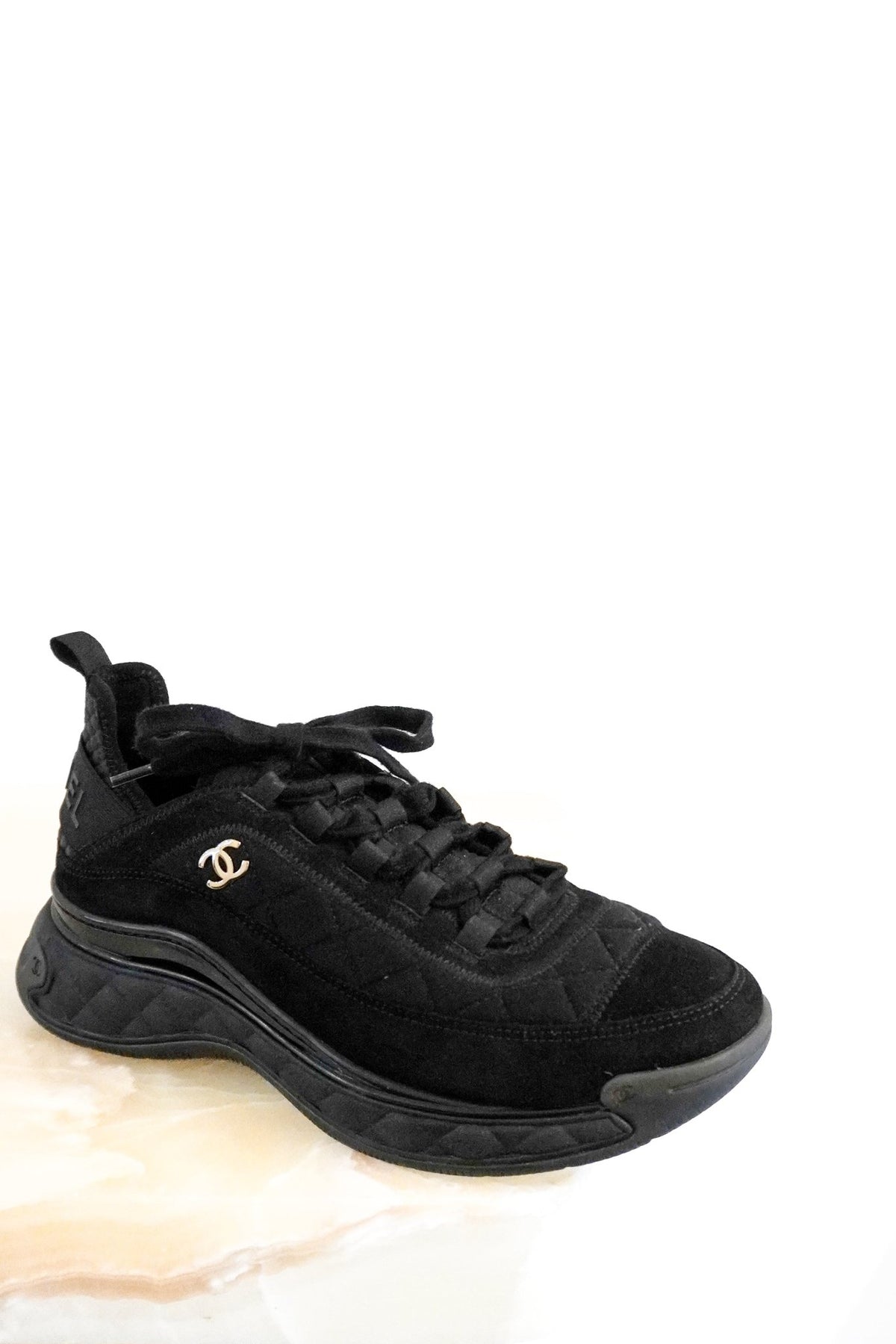Chanel Suede Calfskin CC Trainers (RRP £1000) | Authentic Preloved - Reloved Again