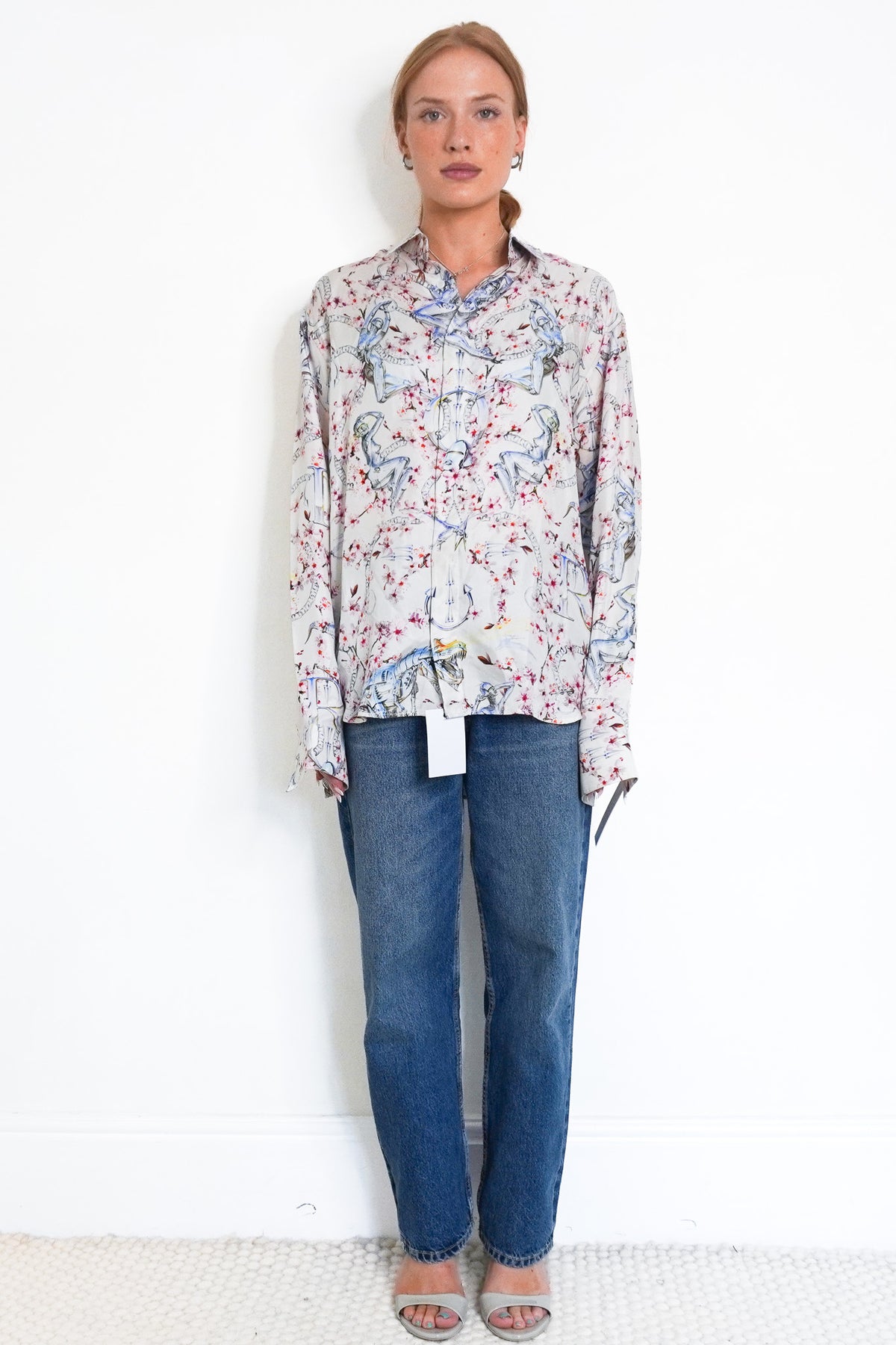 Front Image: Dior x Hajime Sorayama Cherry Blossom and Robot Silk Shirt Chelsea London