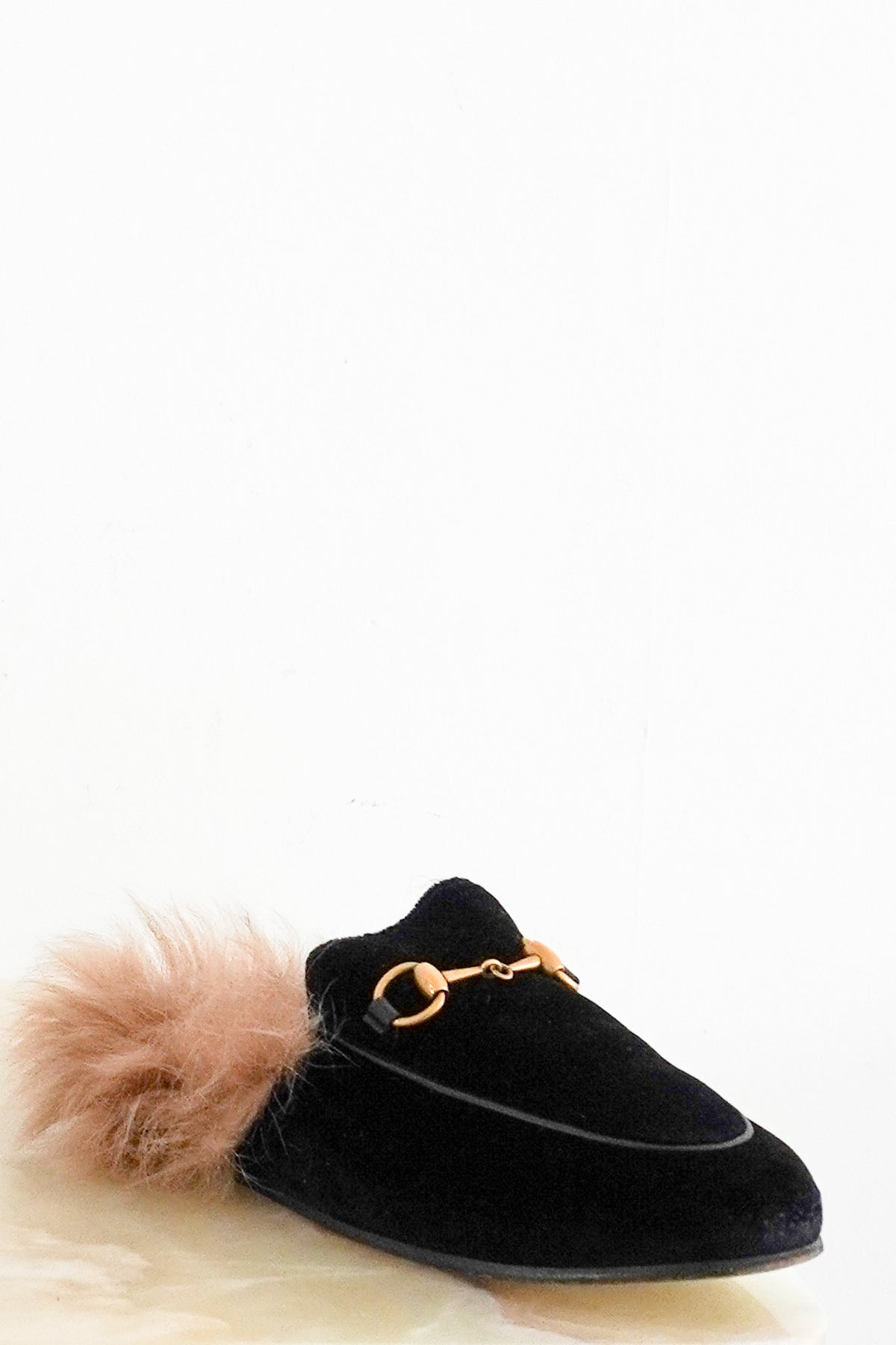 Gucci Black Velvet Princetown Horsebit Fur Mules UK 3 (RRP £1000) | Authentic Preloved - Reloved Again