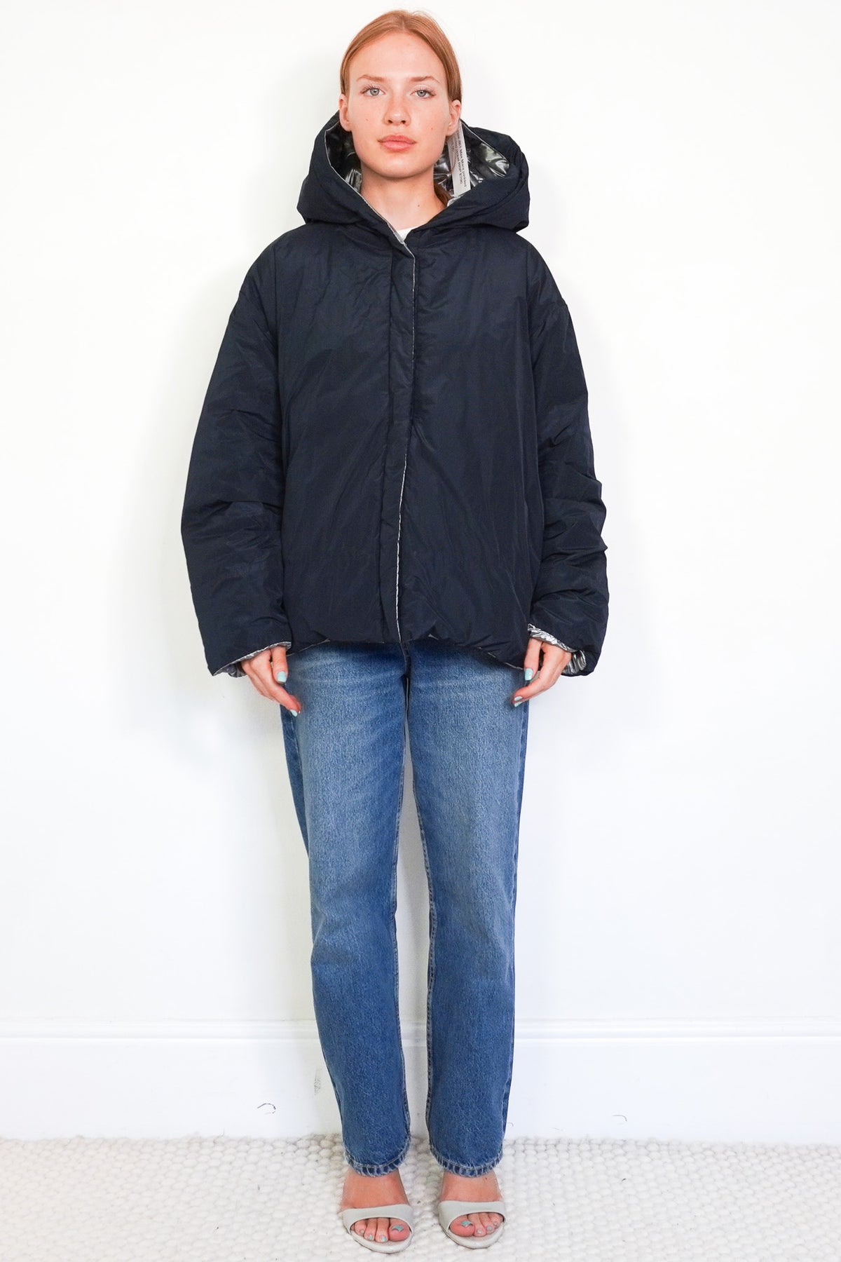 Max Mara Padded Silver Coat (RRP £700) | Authentic Preloved-FINAL SALE - Reloved Again