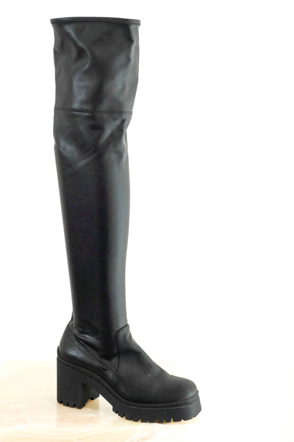 Front Image: Miu Miu Pull On Knee High Boots Chelsea London