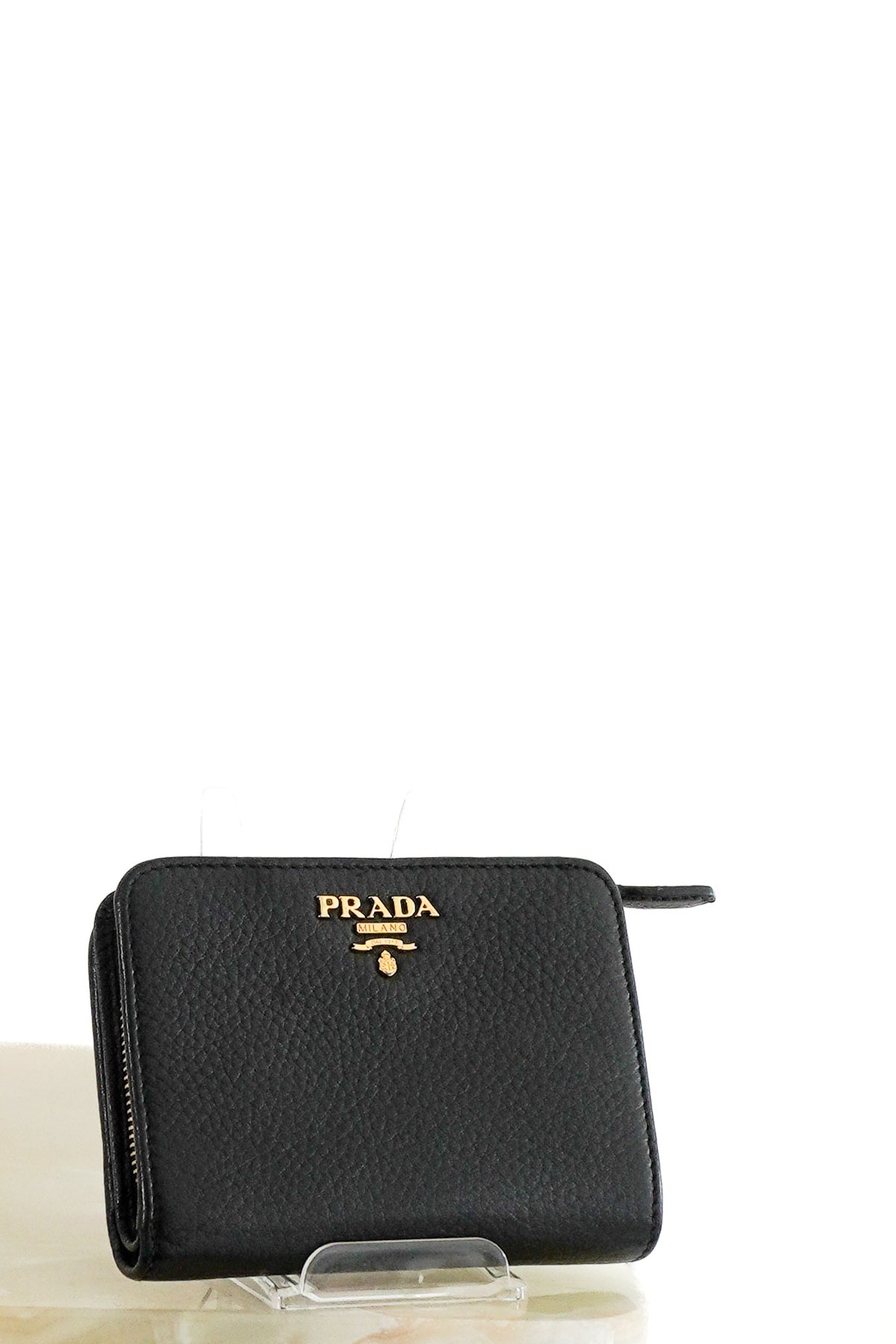 Front Image: Prada Black Bi-Fold Wallet Chelsea London