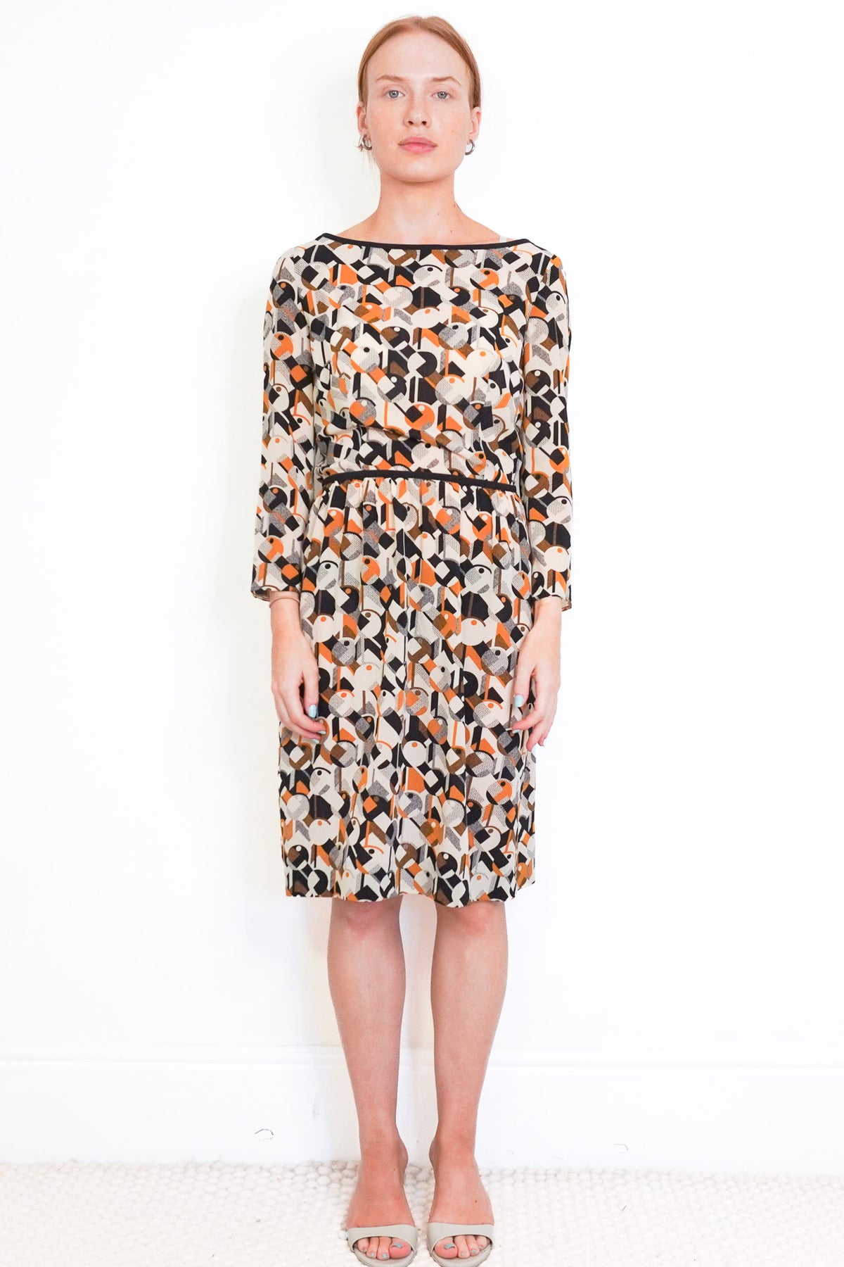 Front Image: Prada Milano Orange and Black Dress Chelsea London
