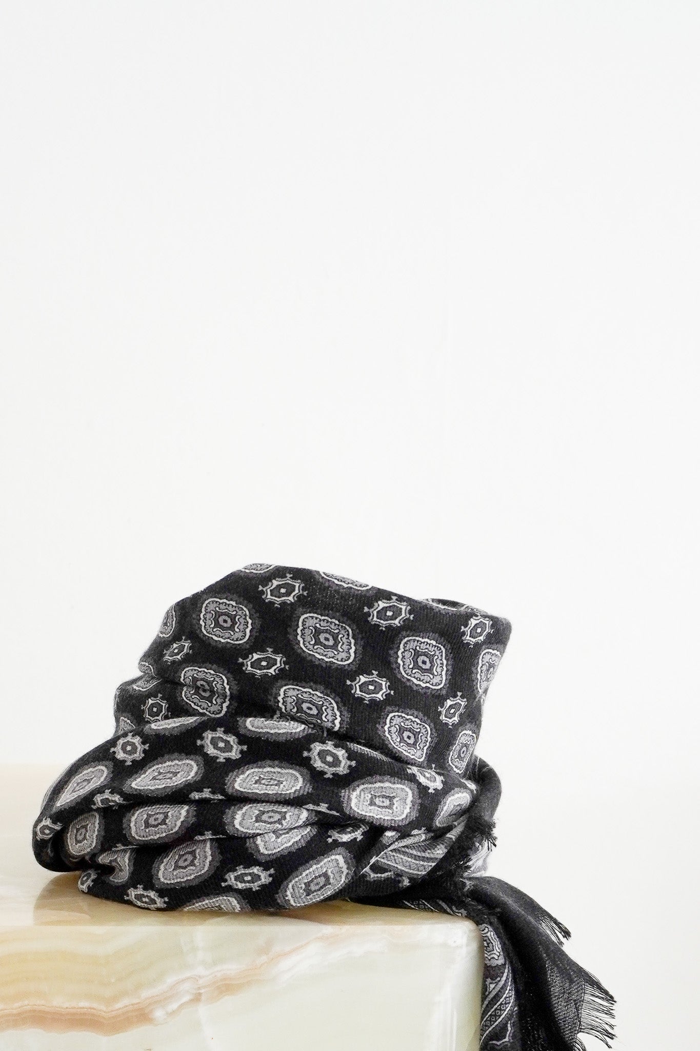 Saint Laurent Wool and Silk Patterned Scarf in Black RRP £450- FINAL SALE - Reloved Again