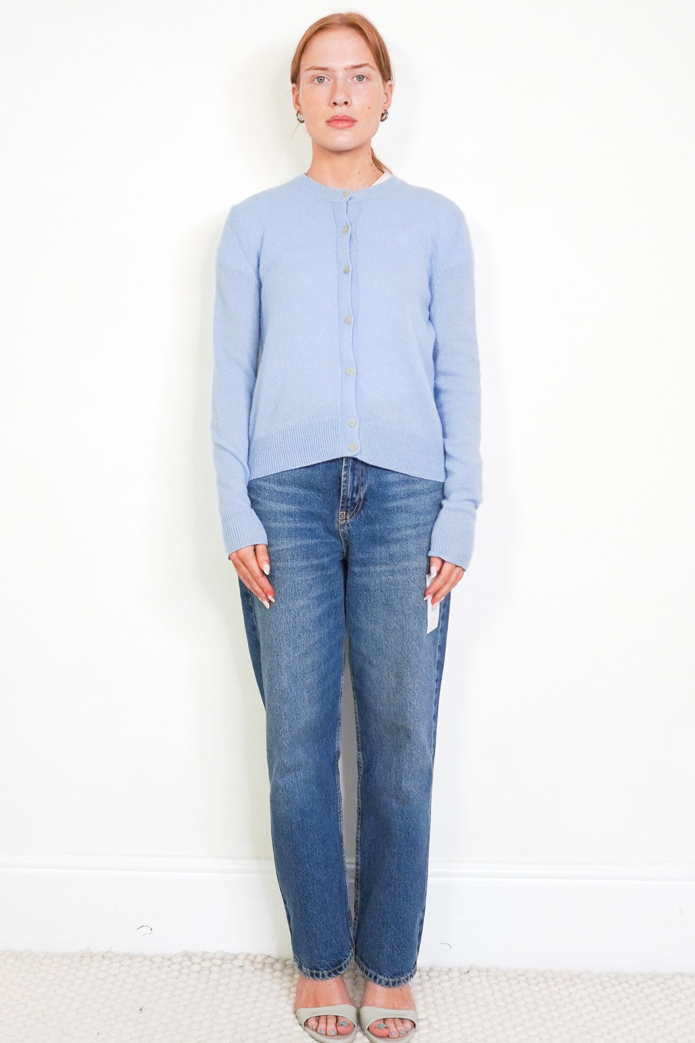 Front Image: The Row Blue Knit Cardigan Chelsea London