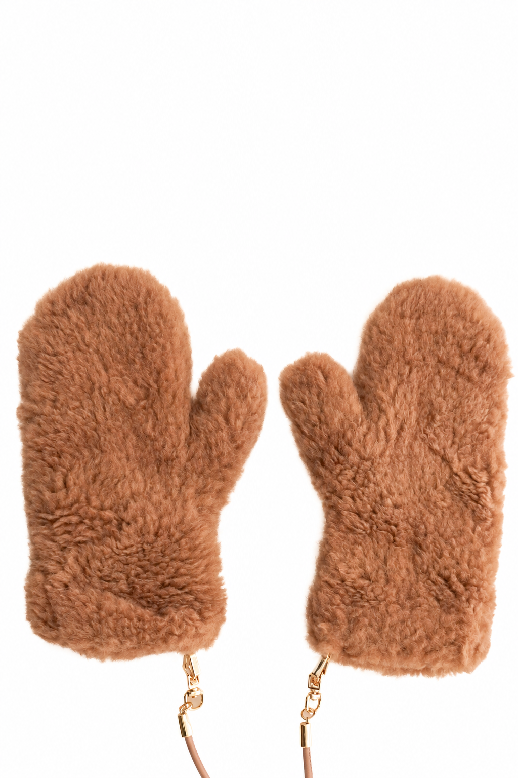 Front: Max Mara Brown Teddy Mittens