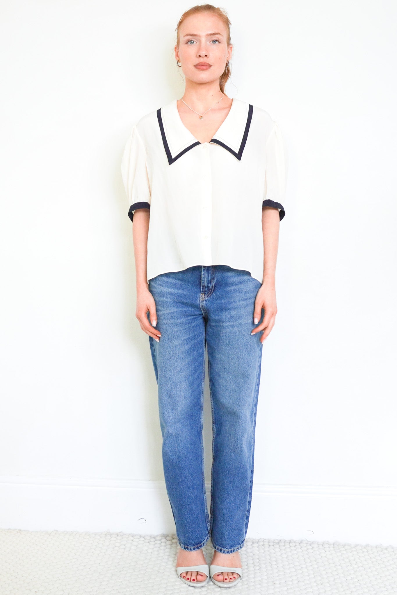 Frame Silk Ivory Sailor Collar Blouse RRP £280 | Authentic Preloved - Reloved Again