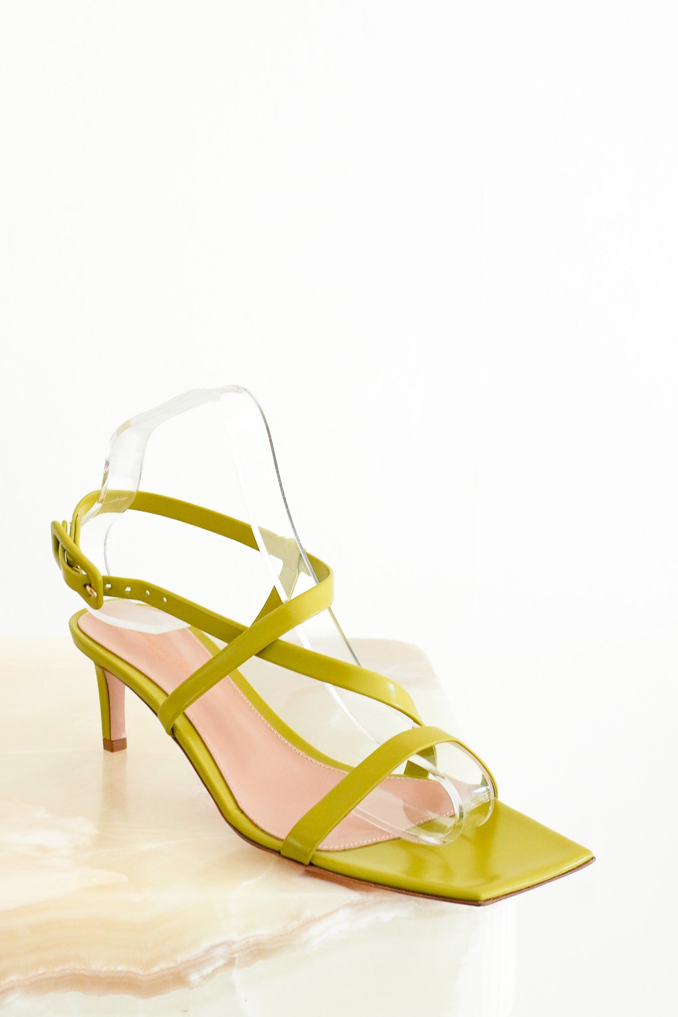 Front image Gianvito Rossi Green Lindsay Heeled Sandals Chelsea London