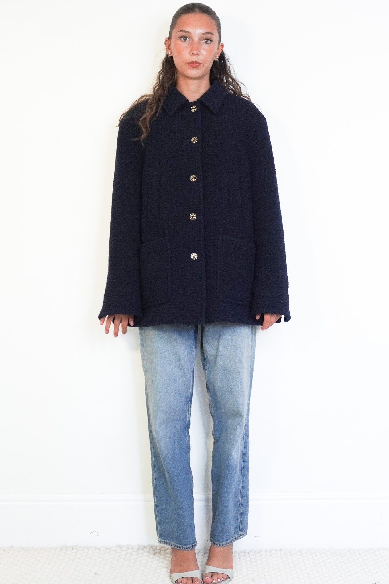 Front image Gucci Navy Bouclé Jacket Chelsea London