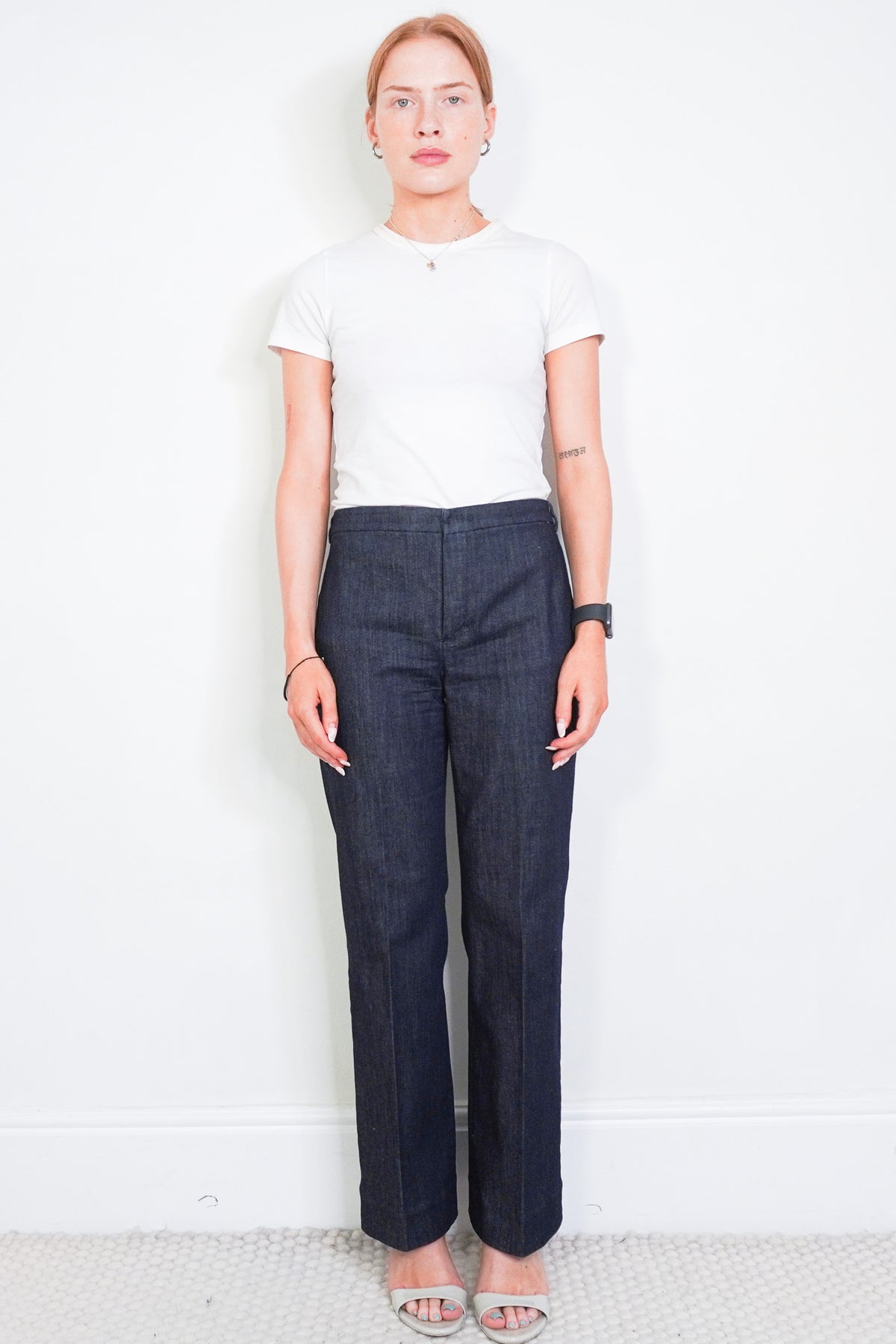 Front image MaxMara Cotton Denim Barrel Leg Trousers Chelsea London