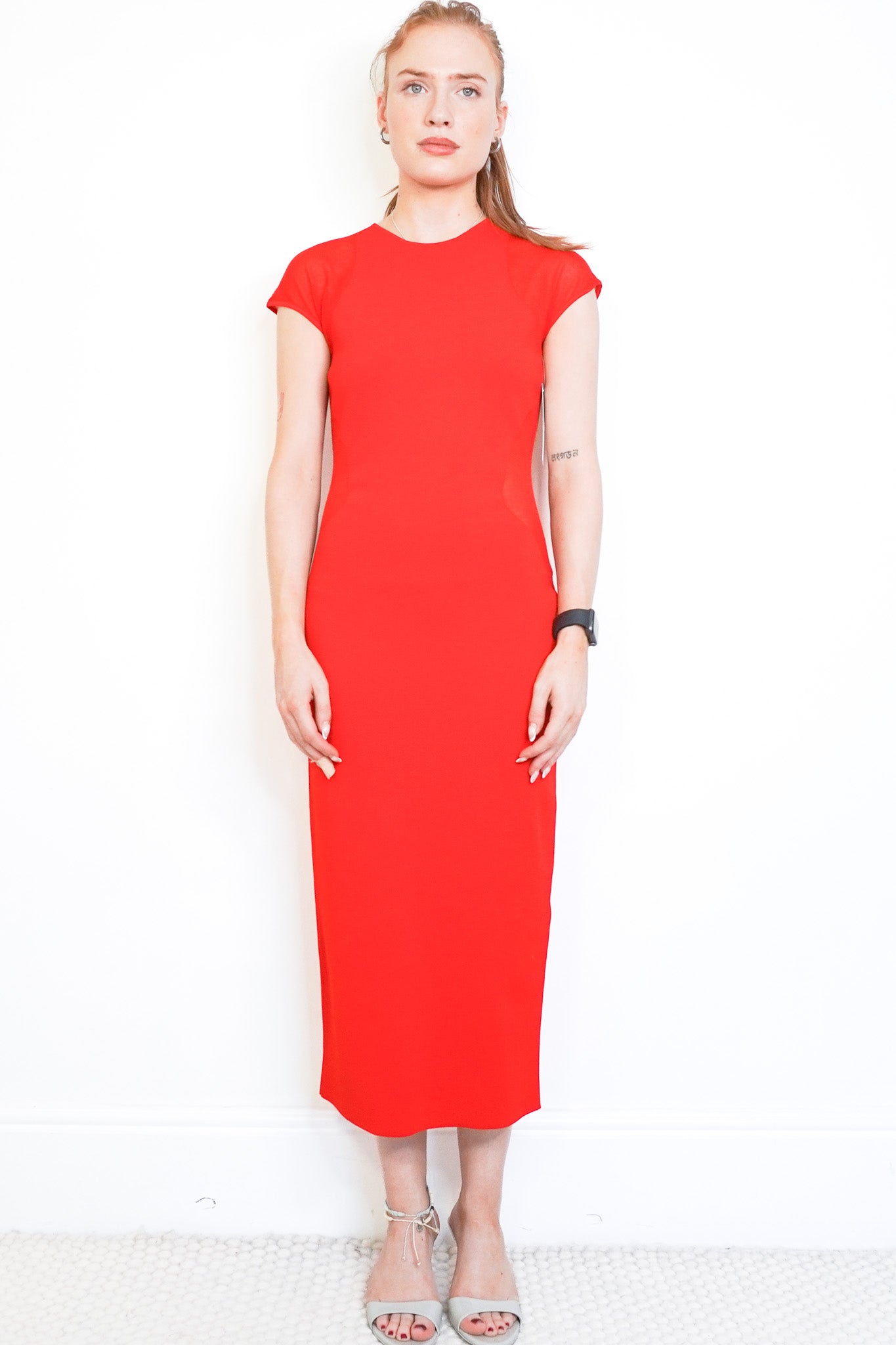 Front image Stella MacCartney Red Illusion Dress Chelsea London