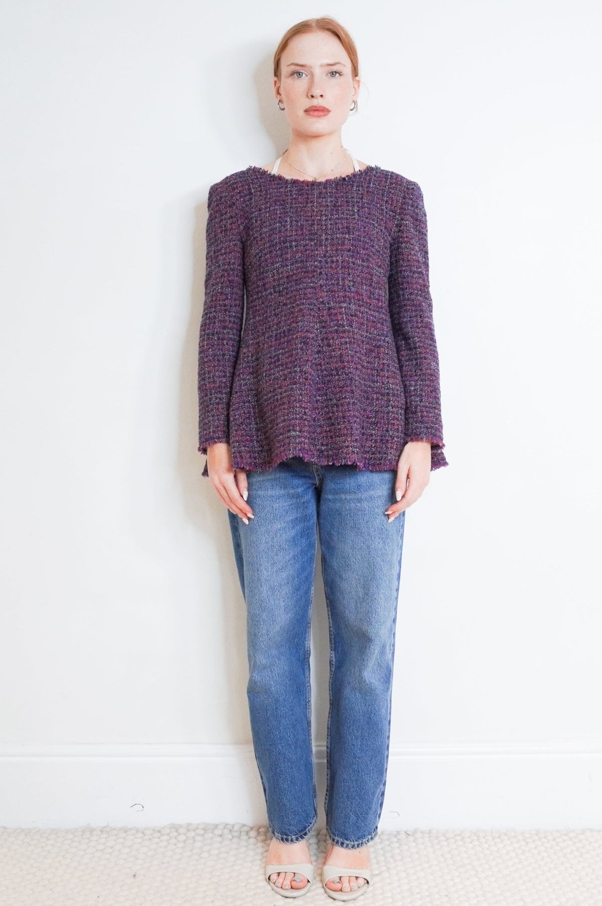 Chanel Purple Tweed peplum top Zip Back RRP £2000 | Authentic Preloved - Reloved Again