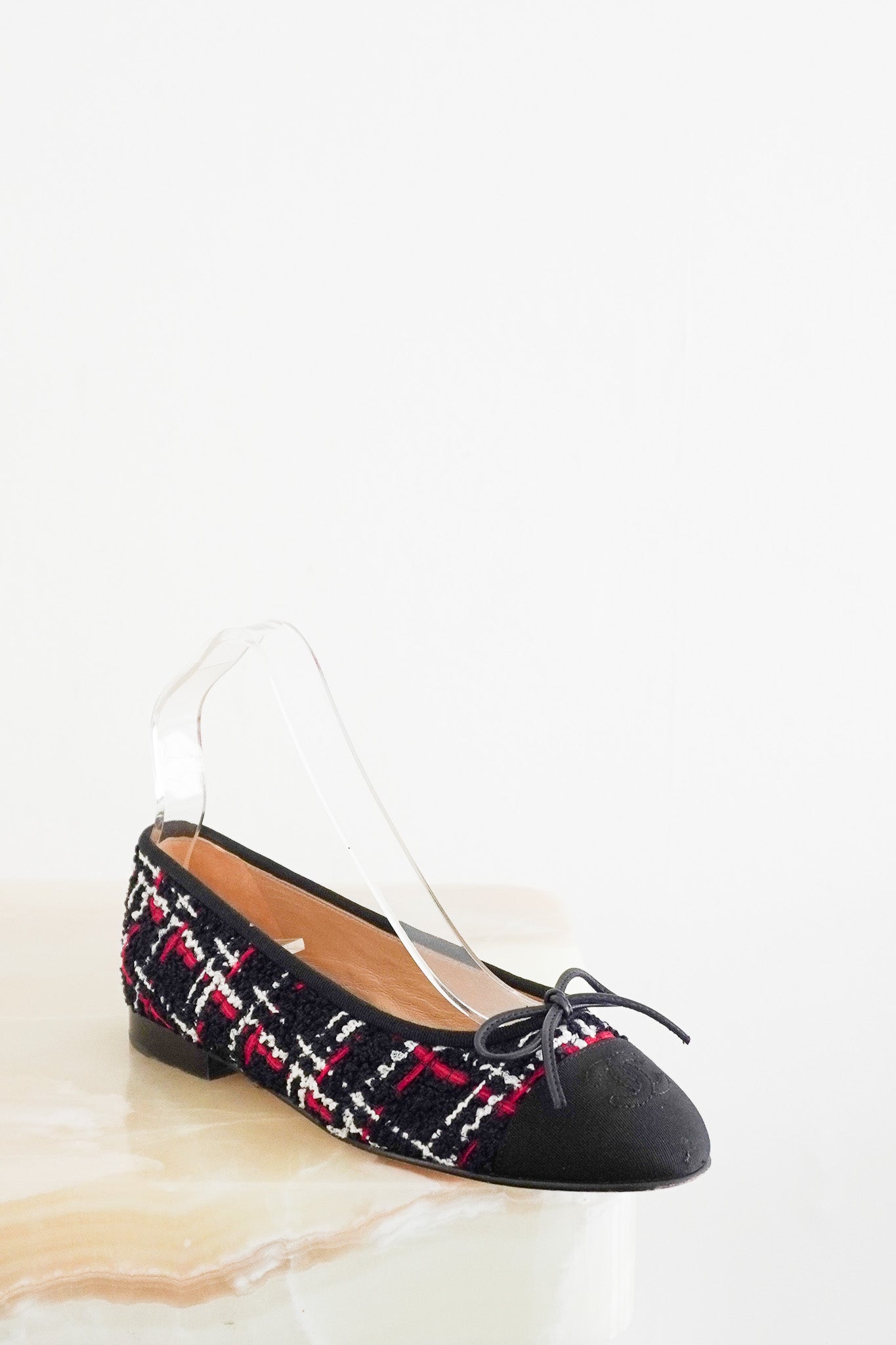 Chanel CC Tweed Ballet Flats in Navy (RRP £899) | Authentic Preloved - Reloved Again