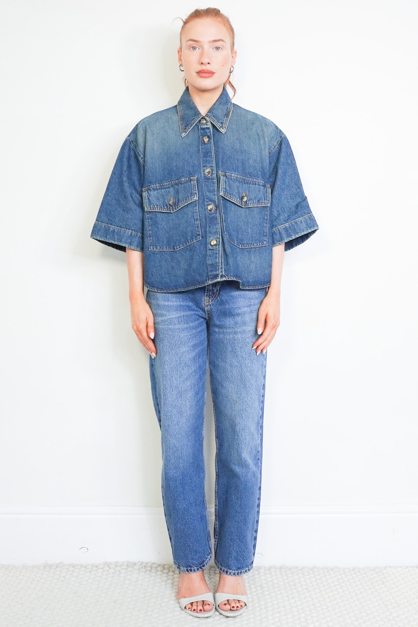 Front image of the Khaite Grenon Denim Shirt Chelsea London