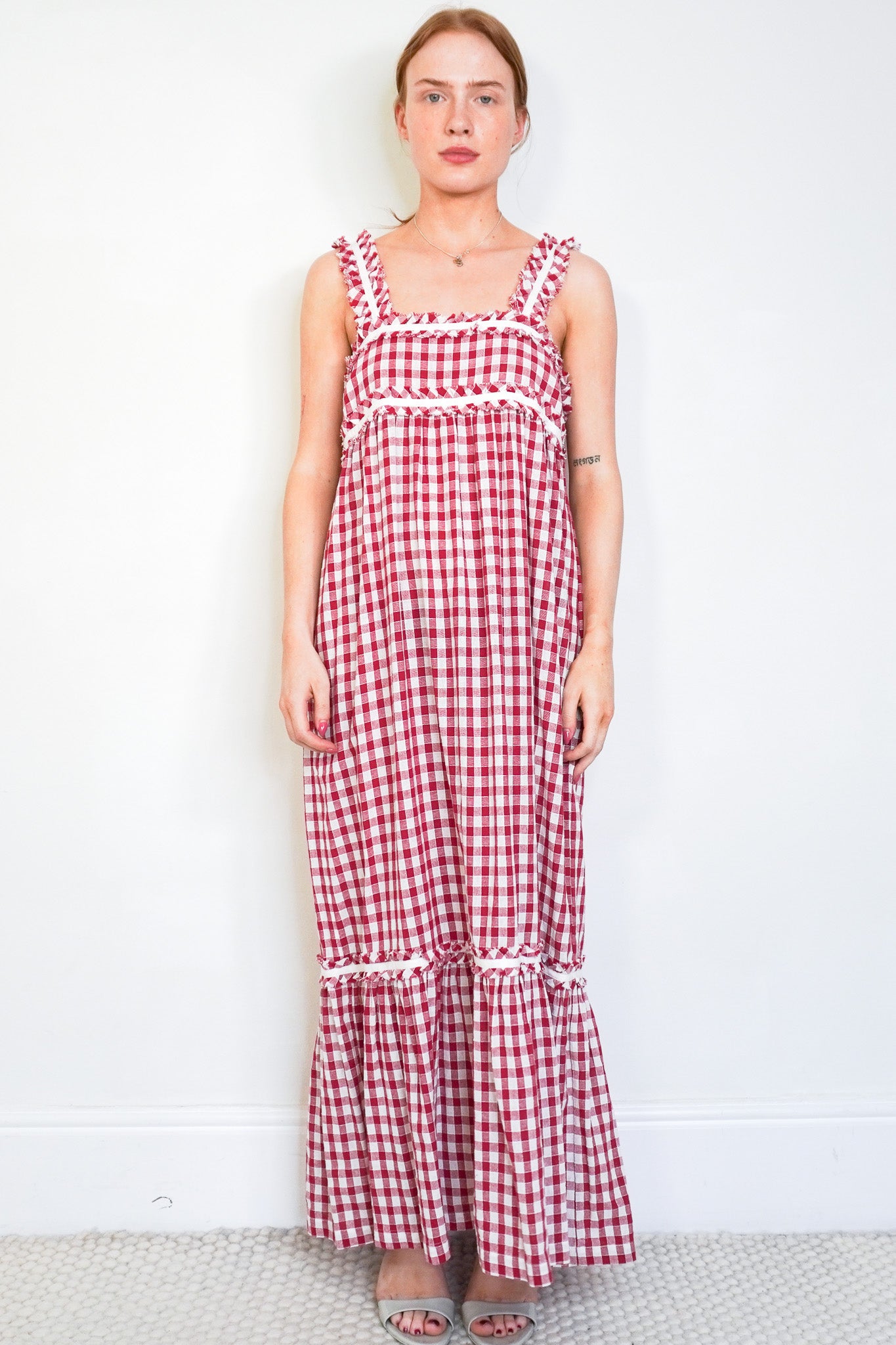 Lee Mathews Red Gingham Cotton Maxi Dress (RRP £400) | Authentic Preloved - Reloved Again