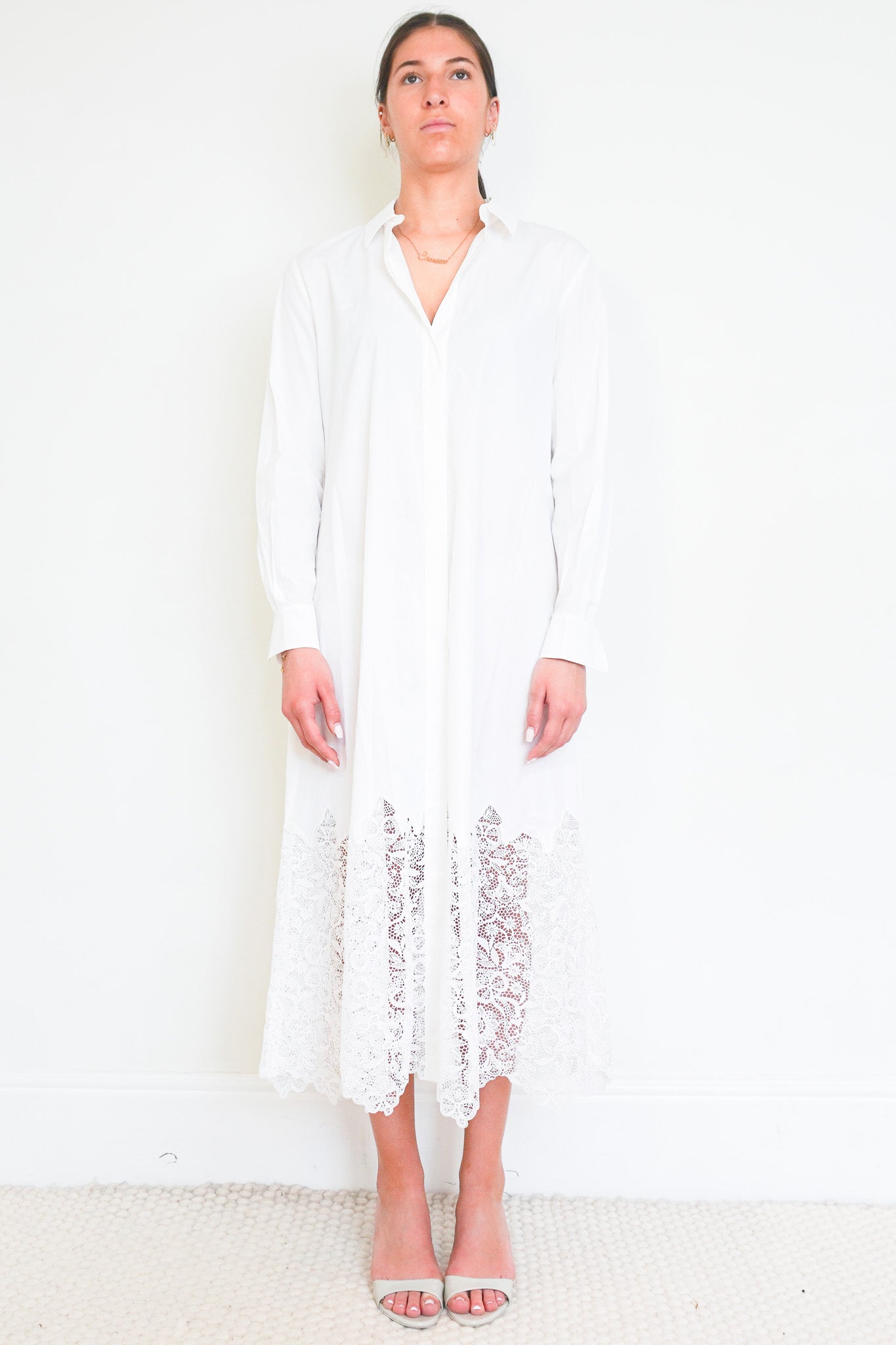 Front image of the NEW Loro Piana Carola Macrame Dress chelsea london