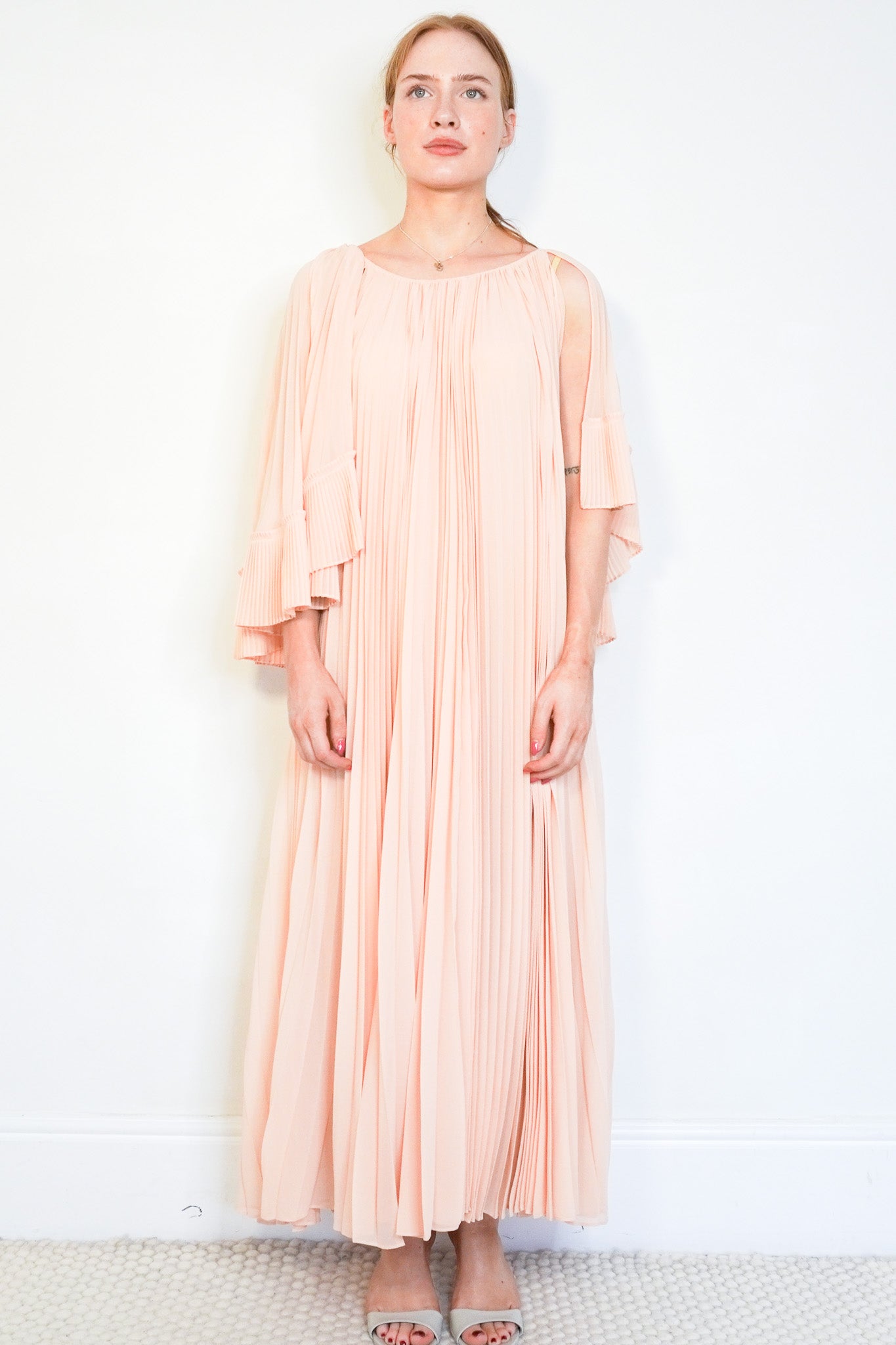 Front image of the NEW Zimmermann Illuminate Pleated Maxi Dress Chelsea London