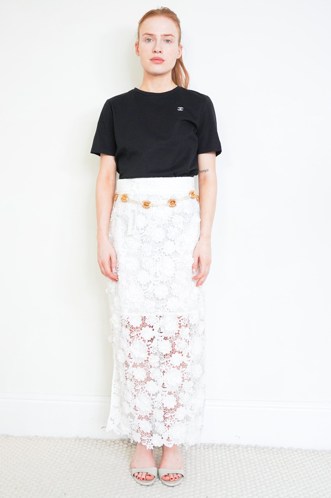 Front image of the Zimmermann Raei Lace Maxi Skirt Chelsea London