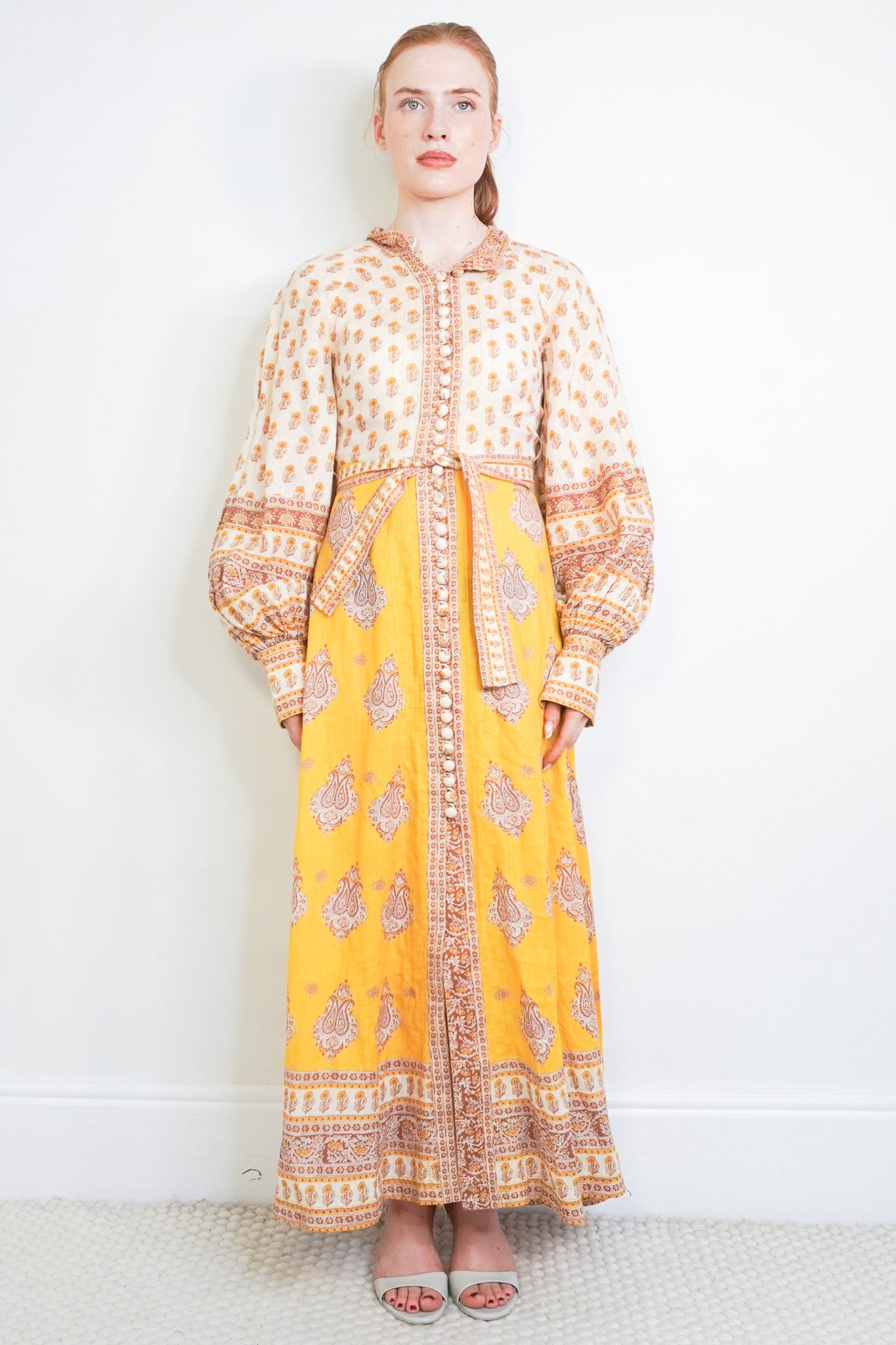 Front image of the Zimmermann Yellow Linen Tunic Dress Chelsea London