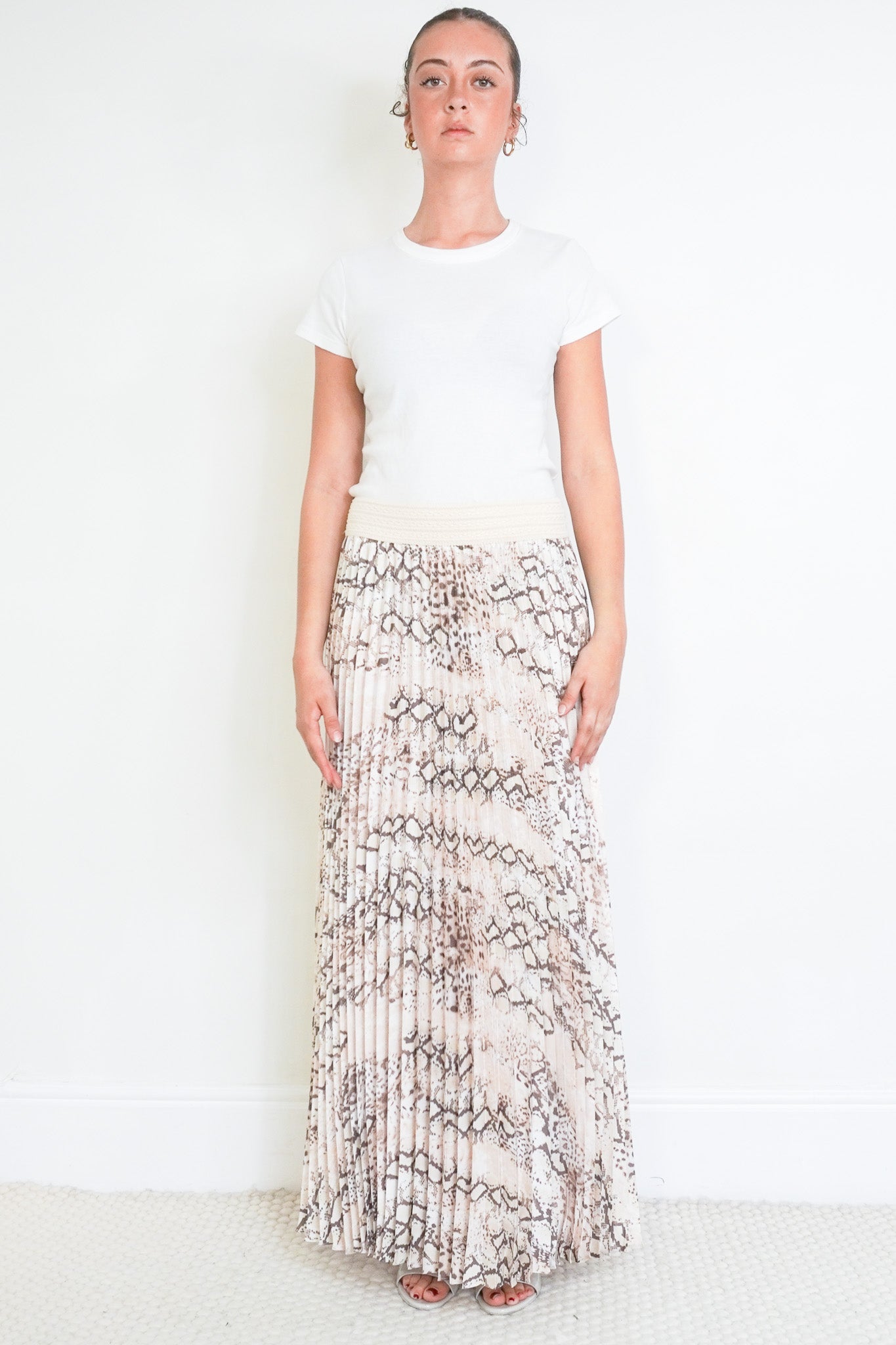 Front image of the ba&sh Snake Print Maxi Skirt Chelsea London