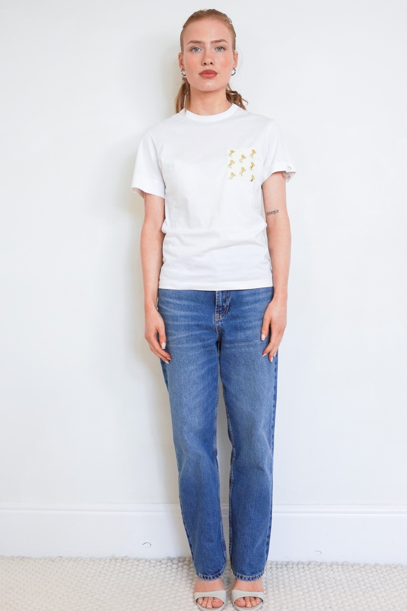 Chloé White T-Shirt with Horse Print Pocket RRP £390 | Authentic Preloved - Reloved Again