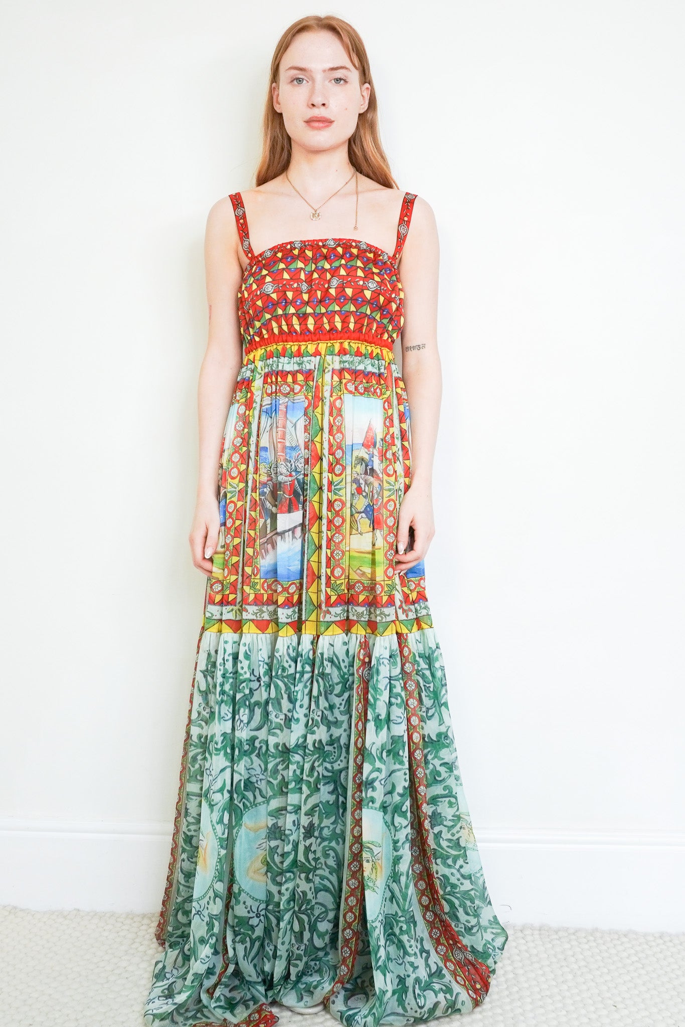 Front photo of the Dolce & Gabbana Carretto Print Dress Chelsea London