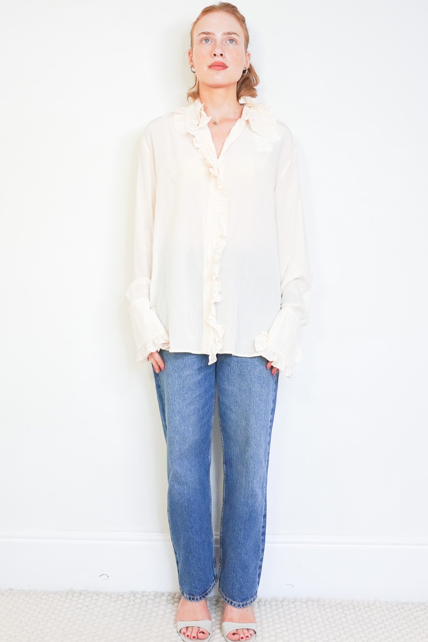 NEW Stella McCartney Cream Ruffle Silk Shirt (RRP £300) | Authentic Preloved - Reloved Again