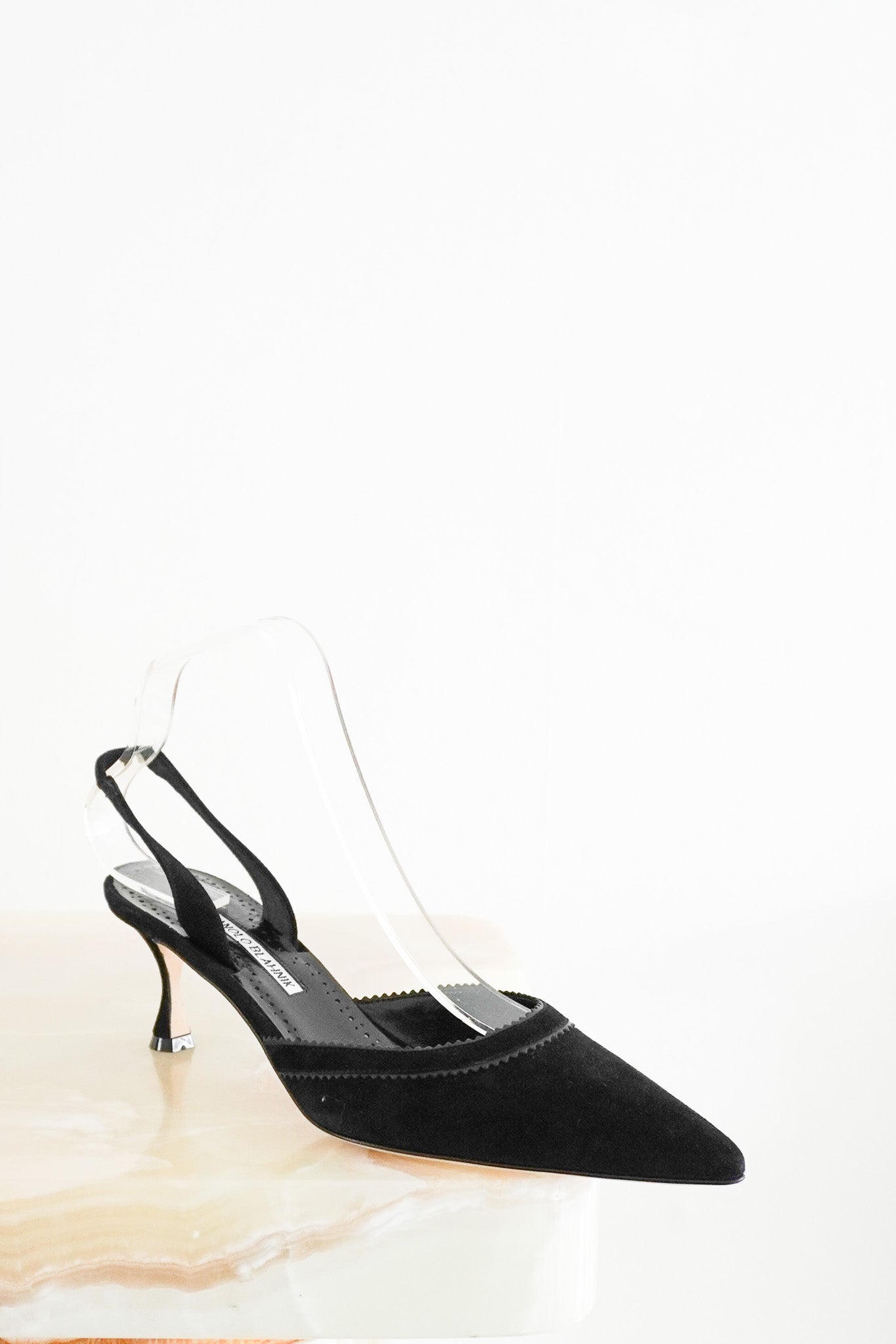 Manolo Blahnik Black Suede Brontiasli Slingback RRP £700 | Authentic Preloved - Reloved Again