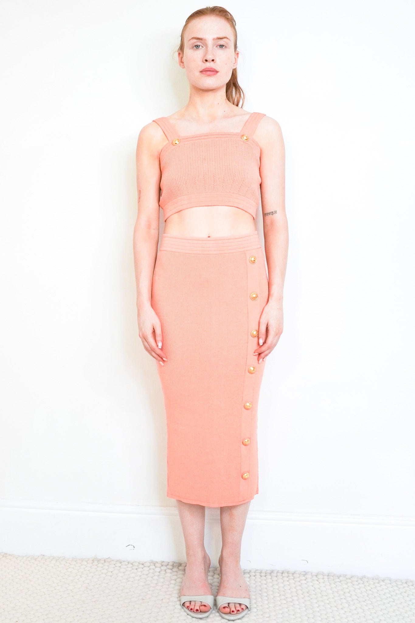 Balmain Coral Knit Skirt and Top Set (RRP £1,100) | Authentic Preloved - Reloved Again