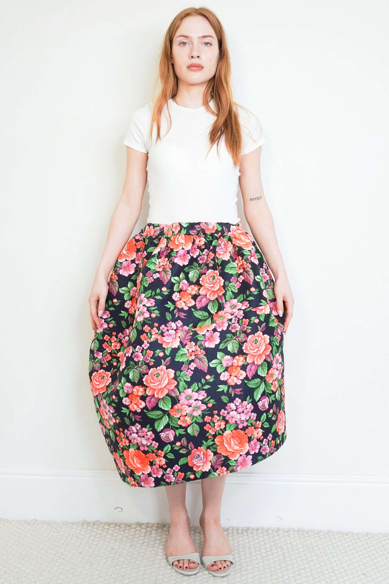 Front picture of the Comme Des Garcons Floral Skirt Chelsea London