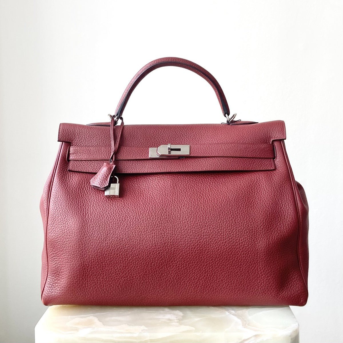 Hermès Kelly 40cm – Rouge Clémence Leather with Palladium Hardware | Authentic Preloved - Reloved Again