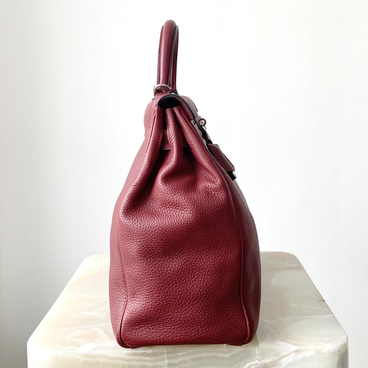 Hermès Kelly 40cm – Rouge Clémence Leather with Palladium Hardware | Authentic Preloved - Reloved Again