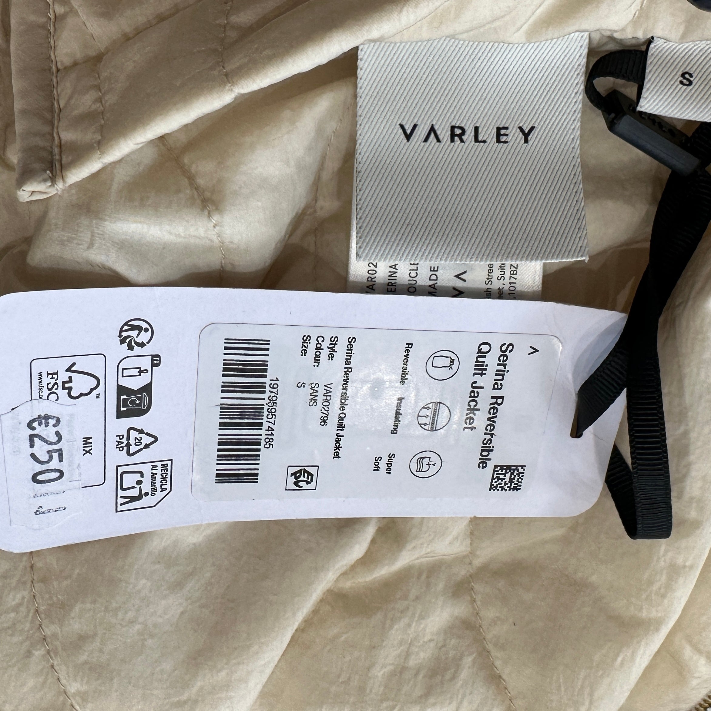NEW Varley Cream Serina Reversible Quilt Jacket RRP £215 | Authentic Preloved