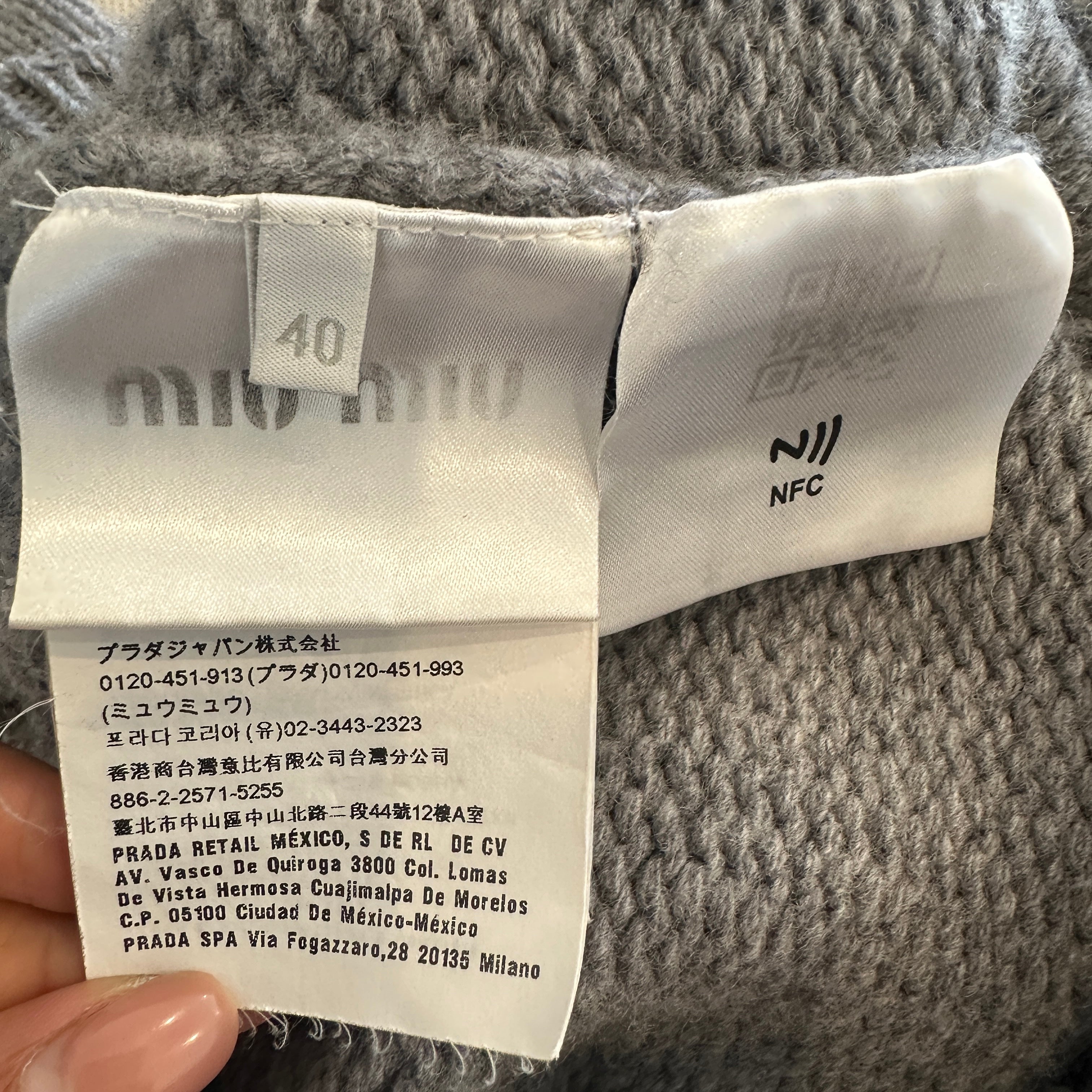 Miu Miu Cropped Grey Knitted Jumper RRP £850 | Authentic Preloved